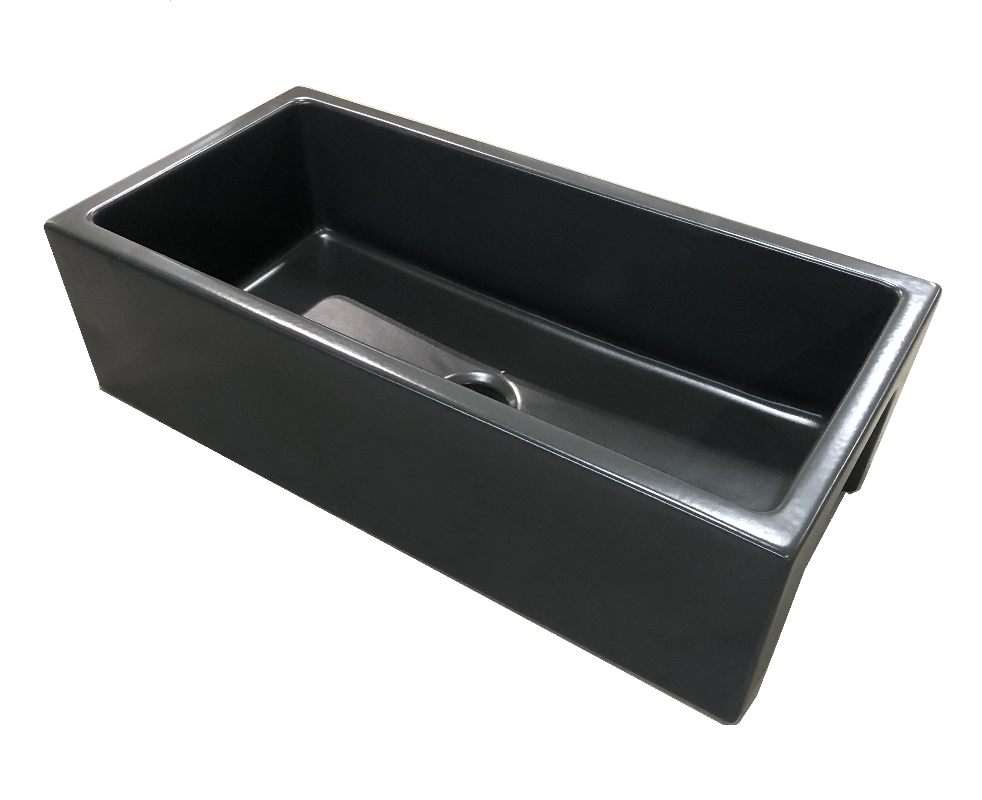 ALFI brand AB3618HS Reversible Smooth / Fluted Single Bowl Fireclay Farm Sink