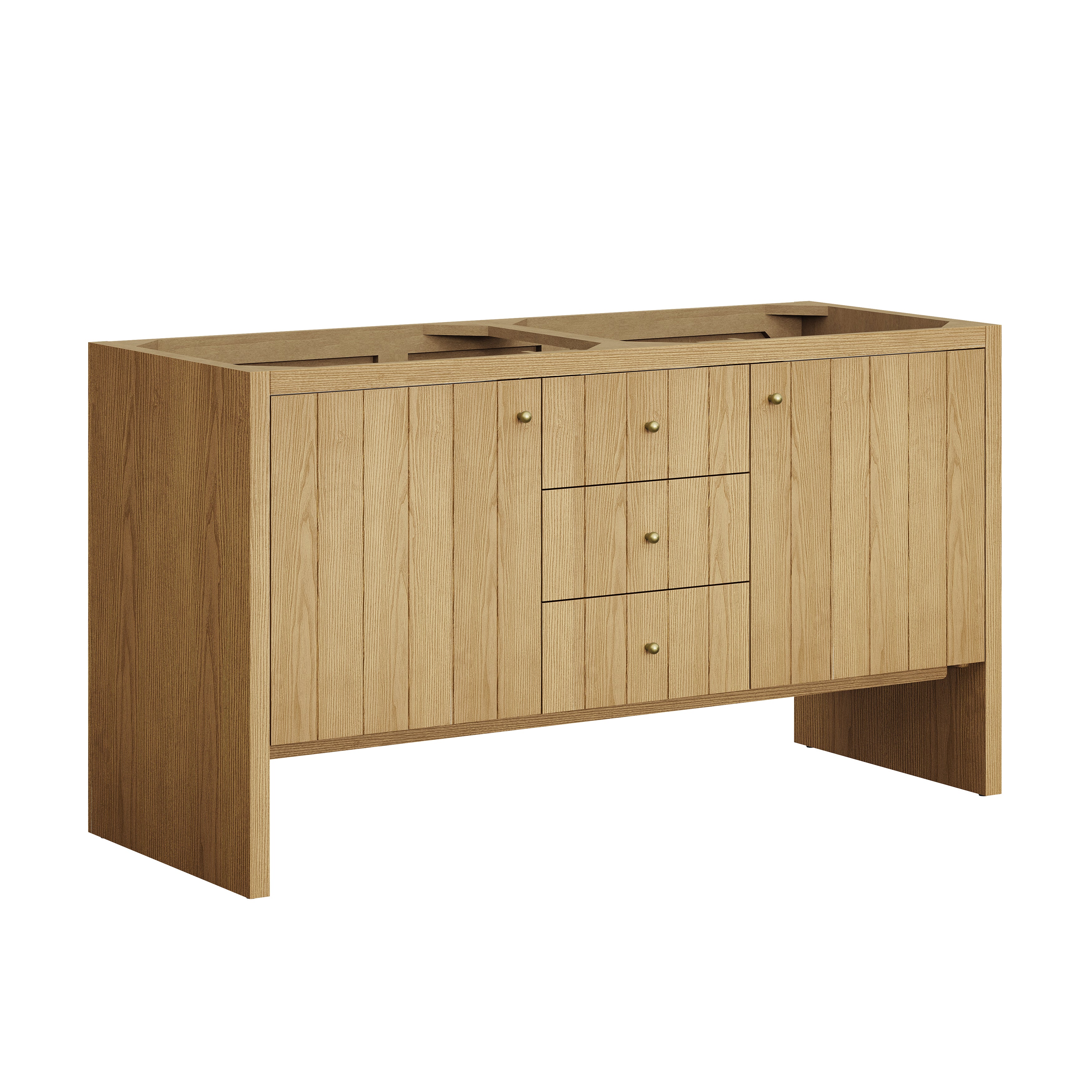 James Martin Hudson 60" Double Vanity in Light Natural Oak with 3cm Countertop and FreePower Wireless Charger