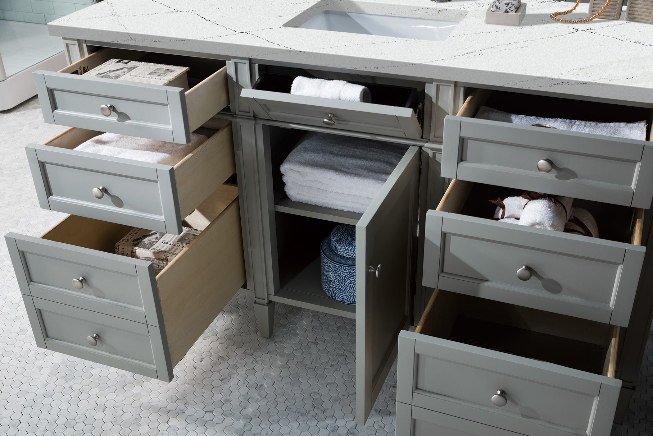 James Martin Brittany 60" Single Vanity in Urban Gray with 3cm Countertop