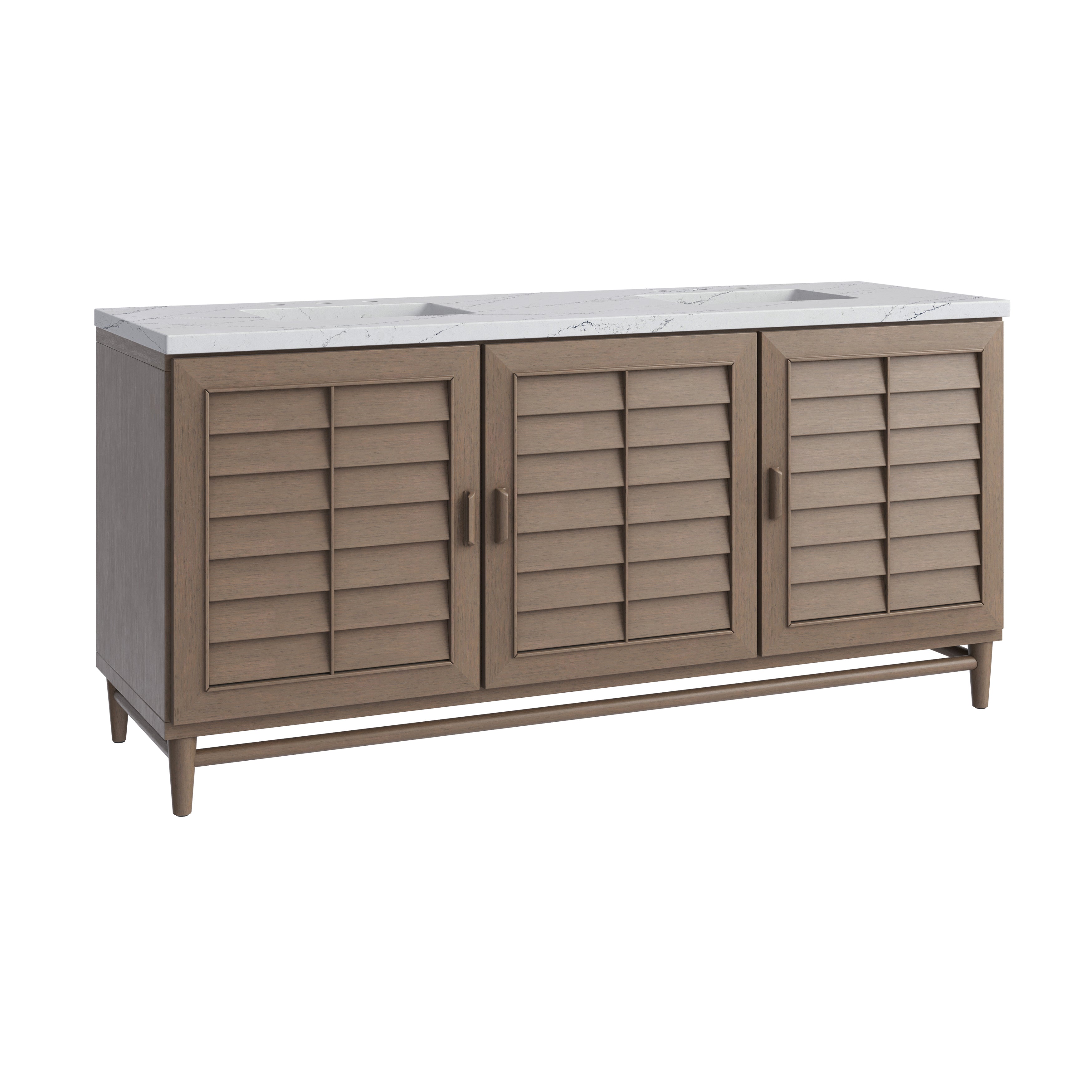 James Martin Portland 72" Double Vanity in Whitewashed Walnut with 3cm Countertop and FreePower Wireless Charger