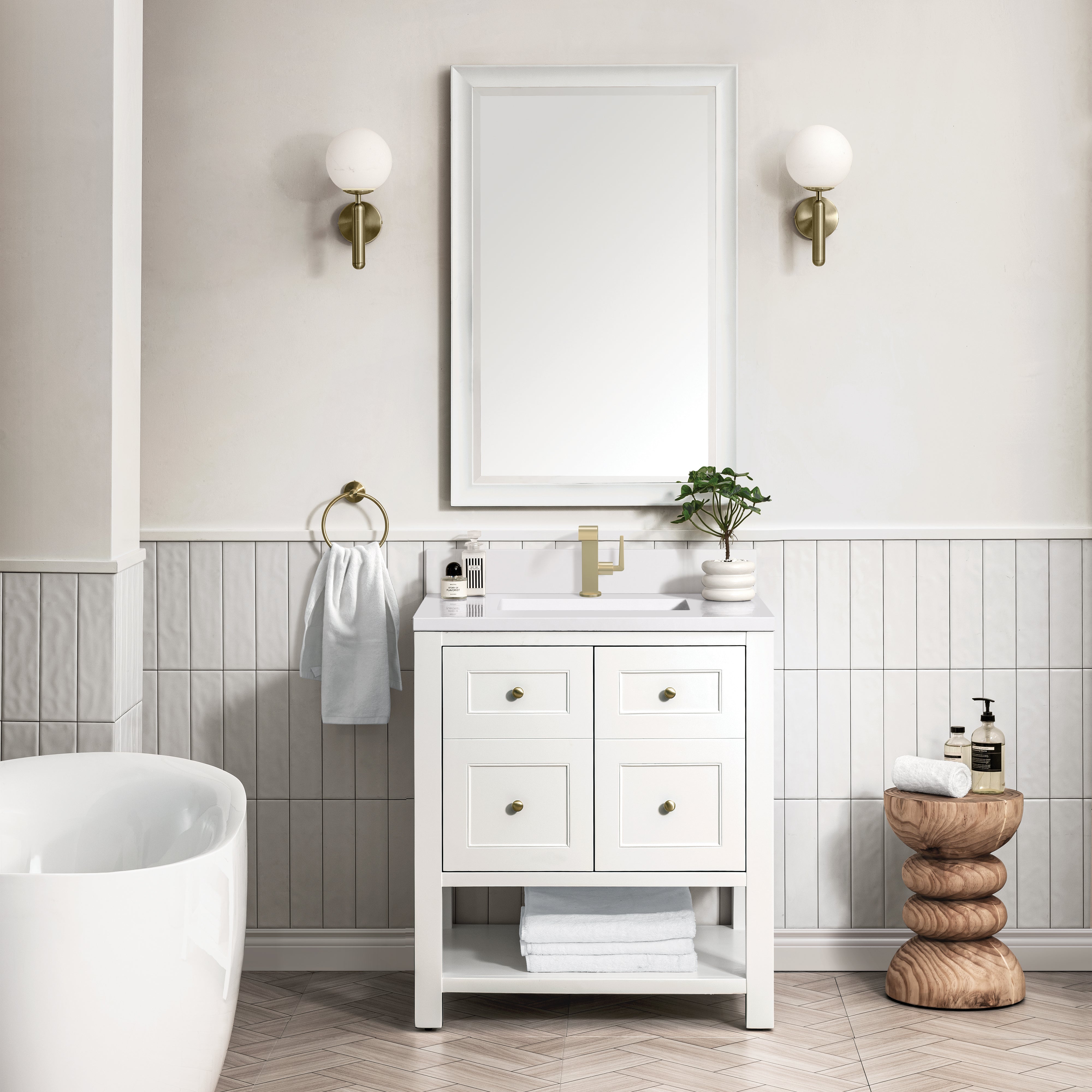 James Martin Breckenridge 30" Single Vanity in Bright White with 3cm Countertop