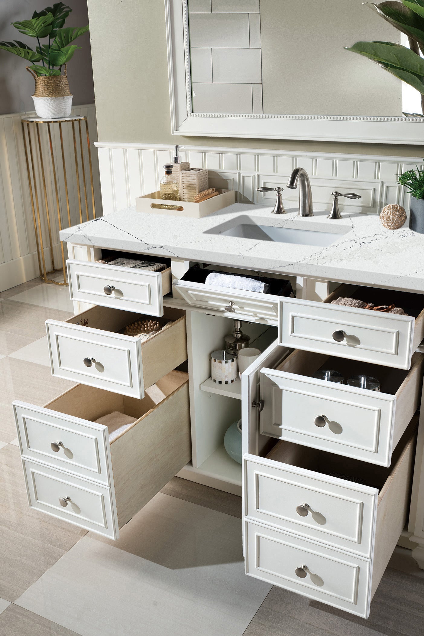 James Martin Bristol 48" Single Vanity in Bright White with 3cm Countertop