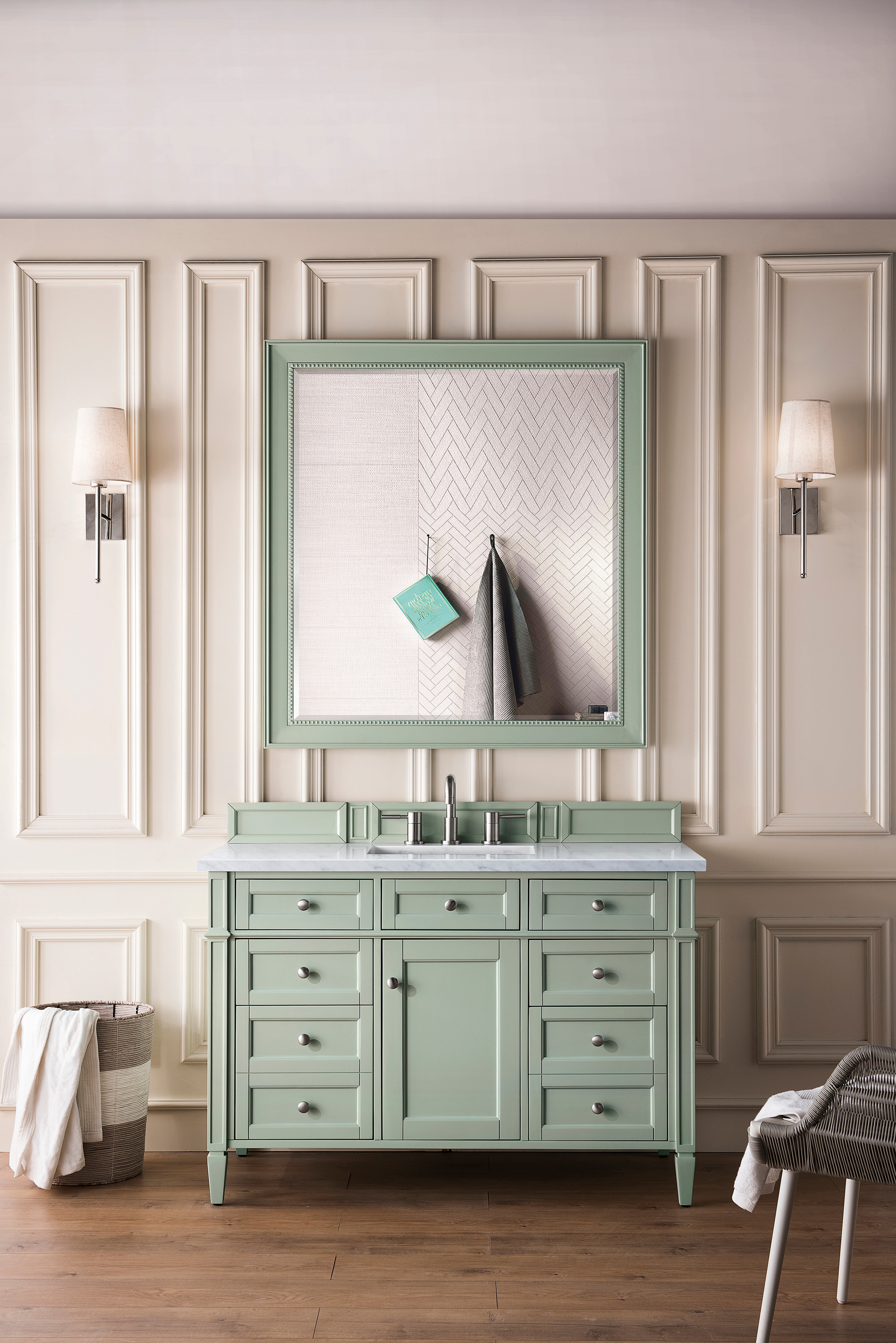 James Martin Brittany 48" Single Vanity in Sage Green with 3cm Countertop