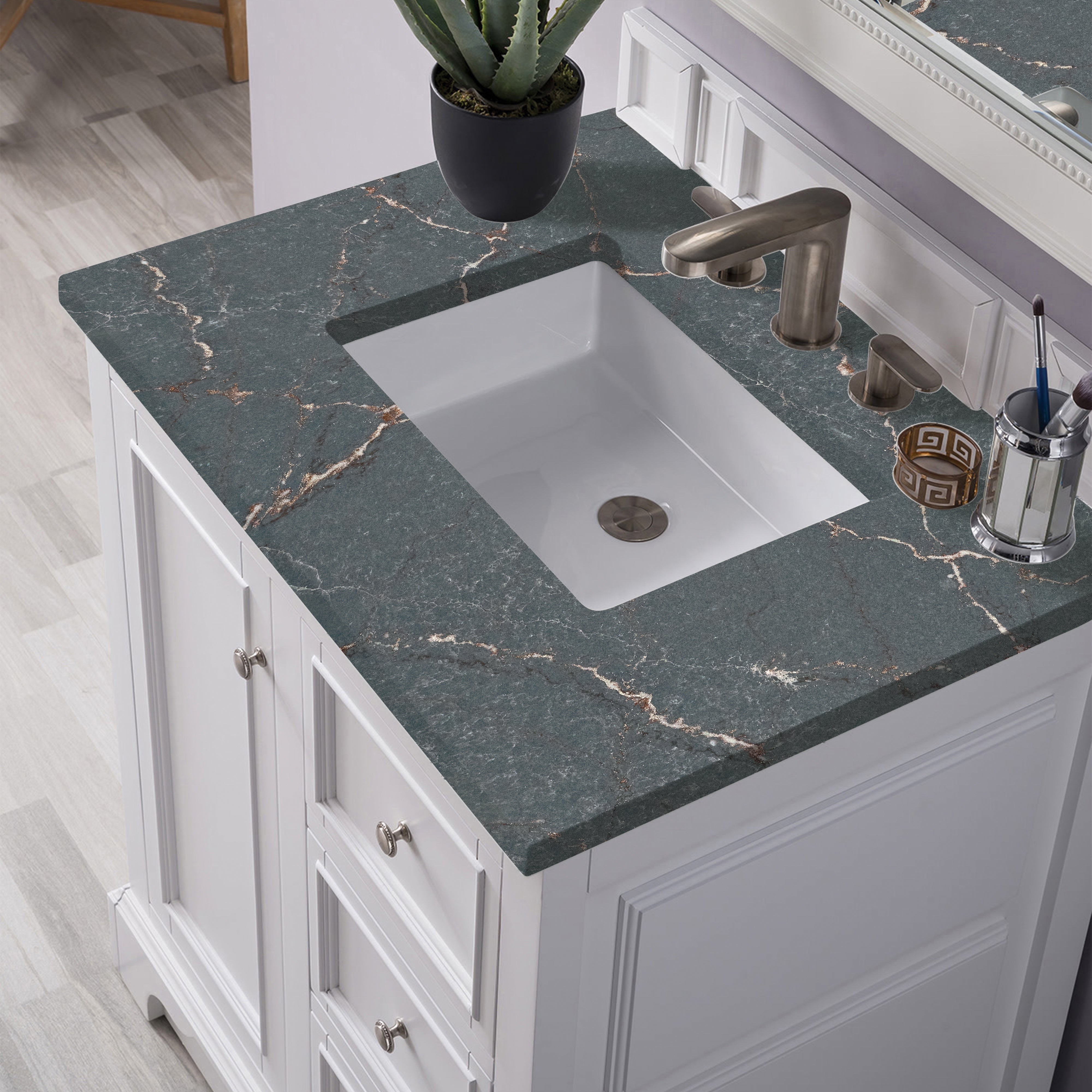 James Martin De Soto 30" Single Vanity in Bright White with 3cm Countertop