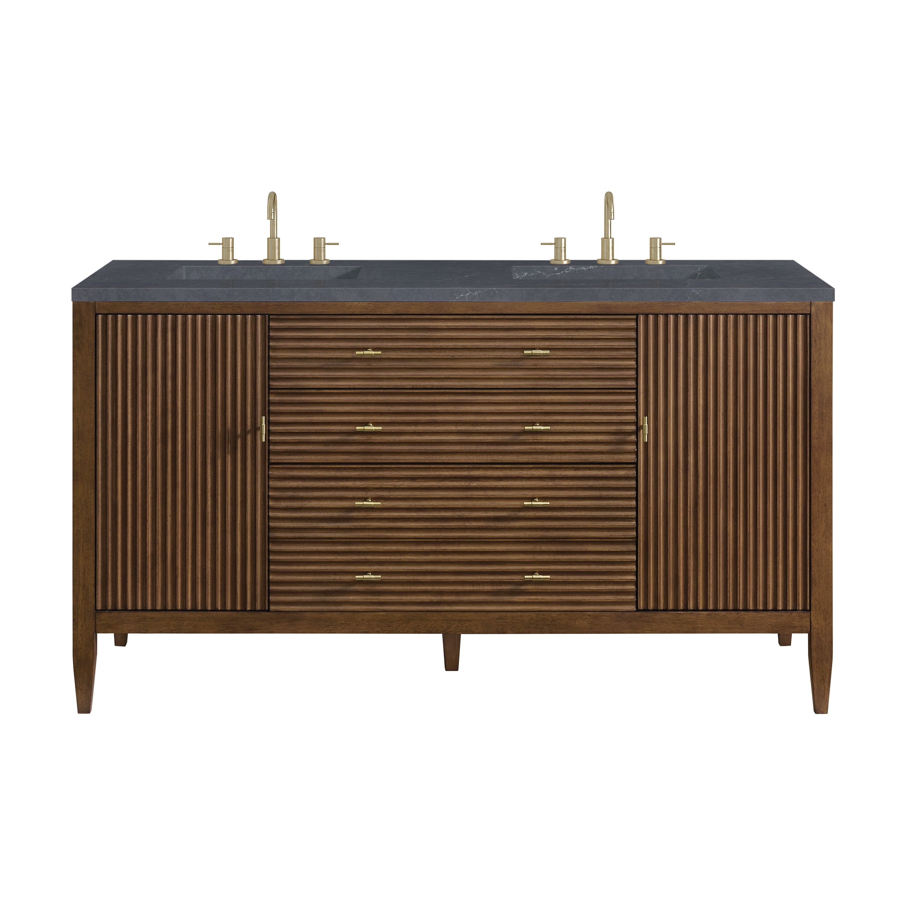 James Martin Myrrin 60" Double Vanity in Mid Century Walnut with 3cm Countertop