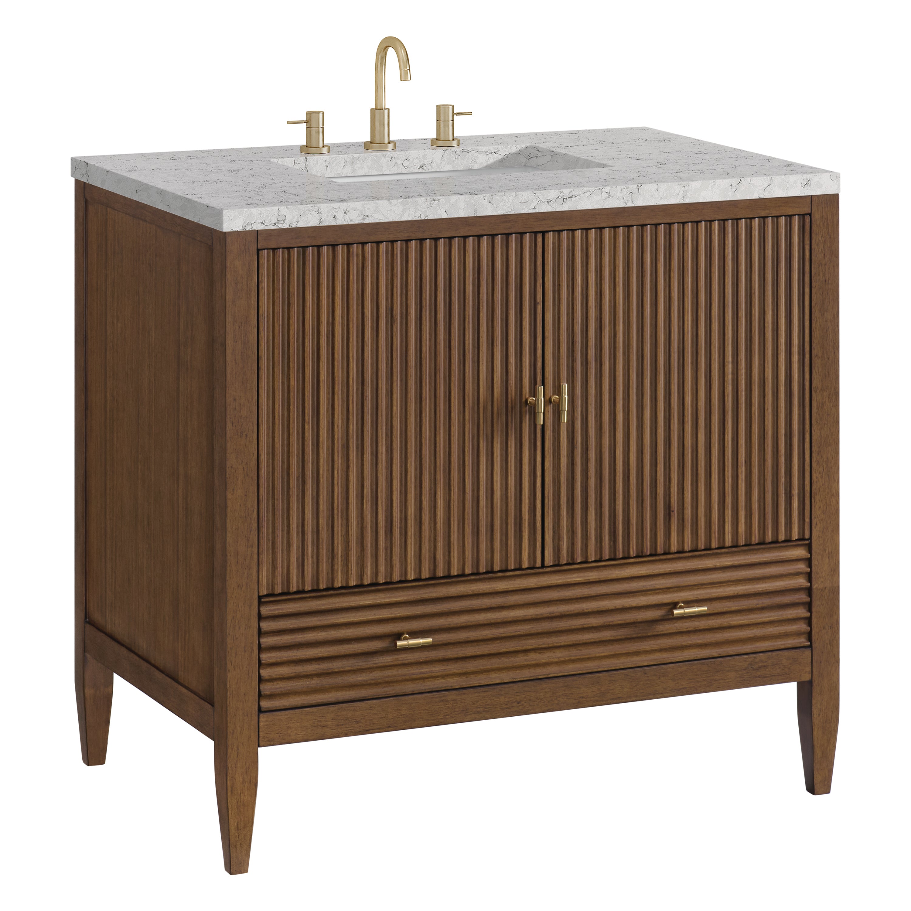 James Martin Myrrin 36" Vanity in Mid Century Walnut with 3cm Countertop