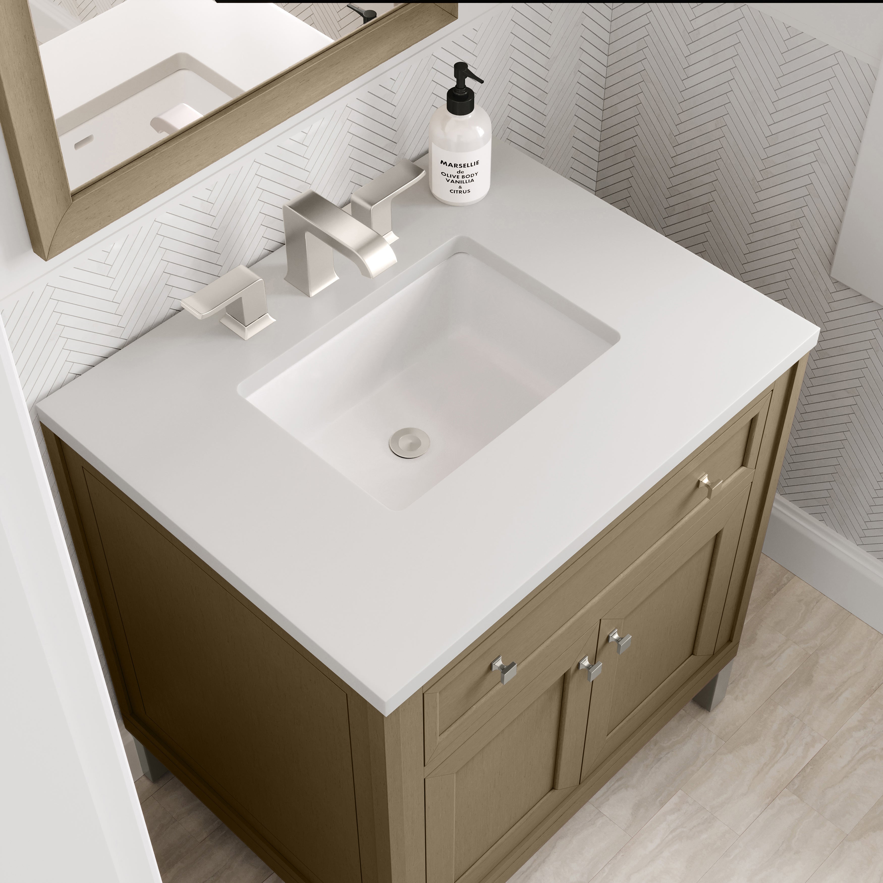 James Martin Chicago 30" Single Vanity in Walnut Whisper with 3cm Countertop