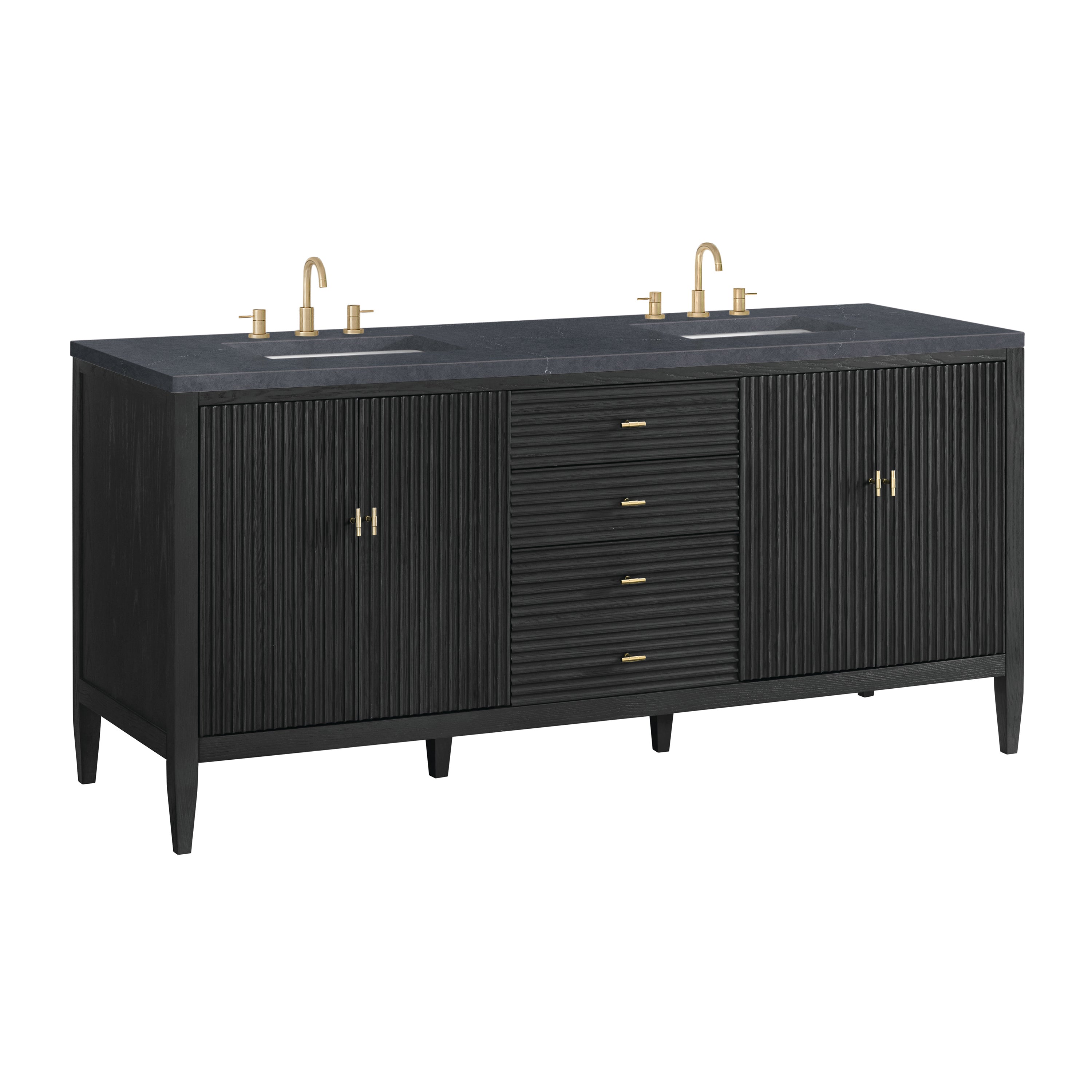 James Martin Myrrin 72" Double Vanity in Carbon Oak with 3cm Countertop