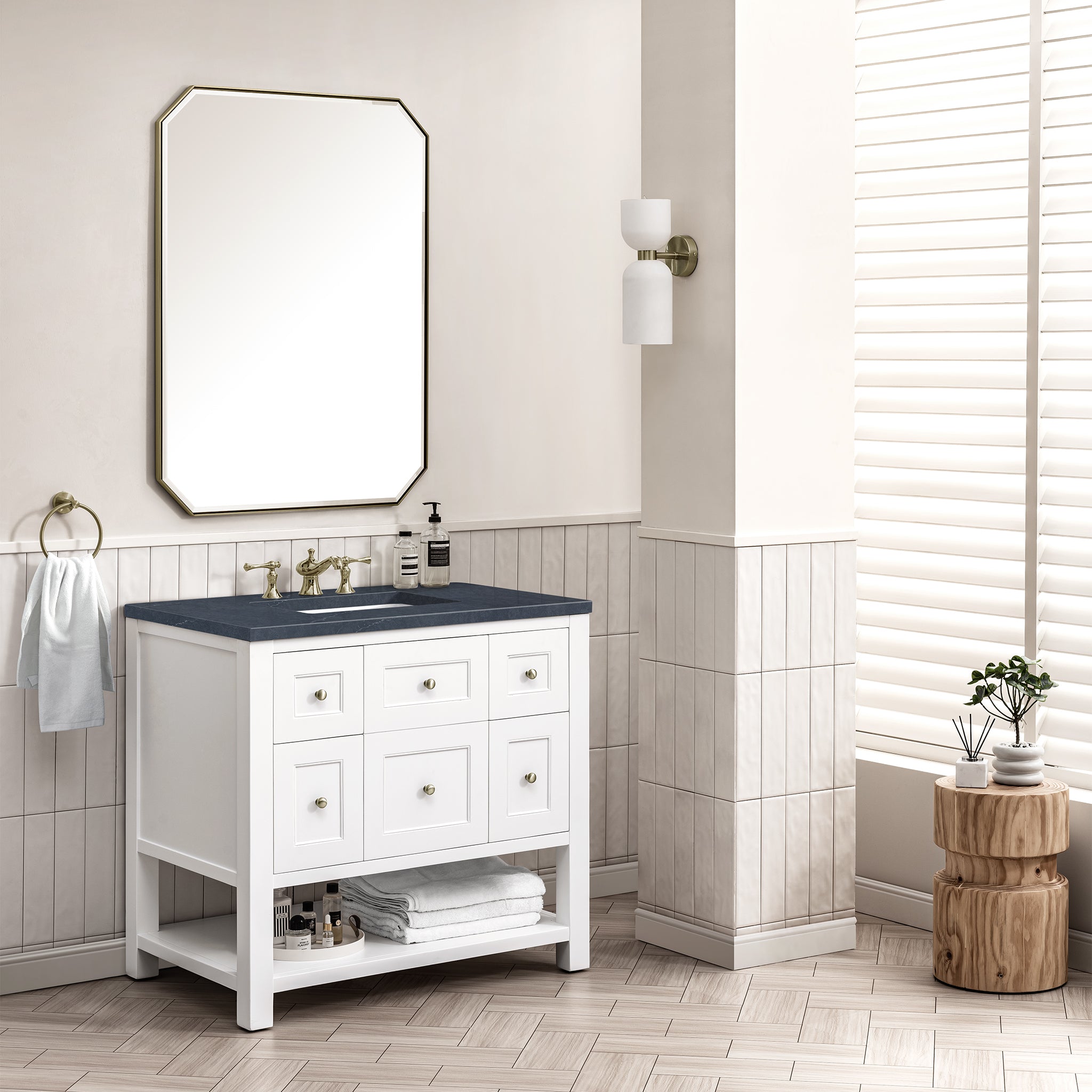 James Martin Breckenridge 36" Single Vanity in Bright White with 3cm Countertop