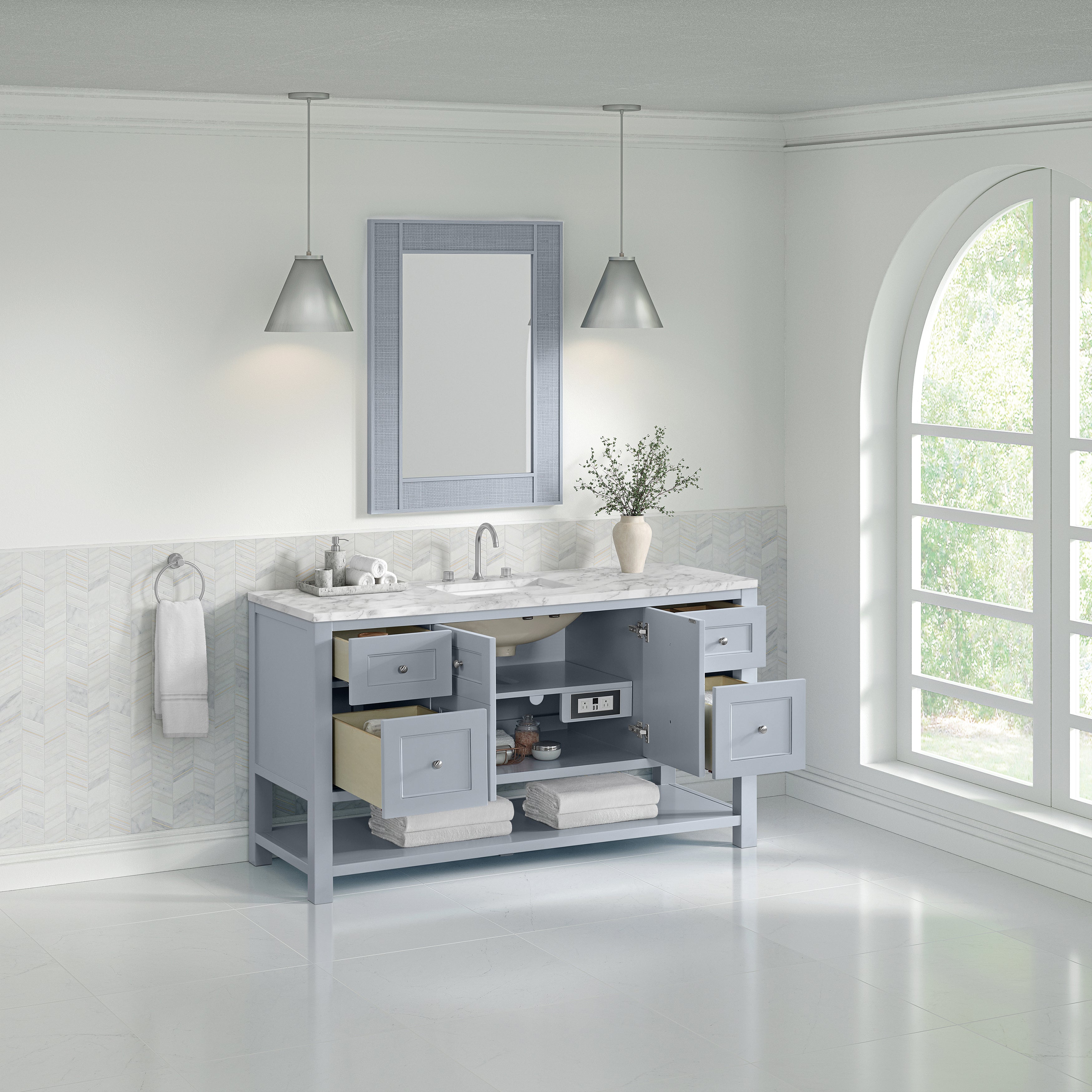 James Martin Breckenridge 60" Single Vanity in Serenity Blue with 3cm Countertop