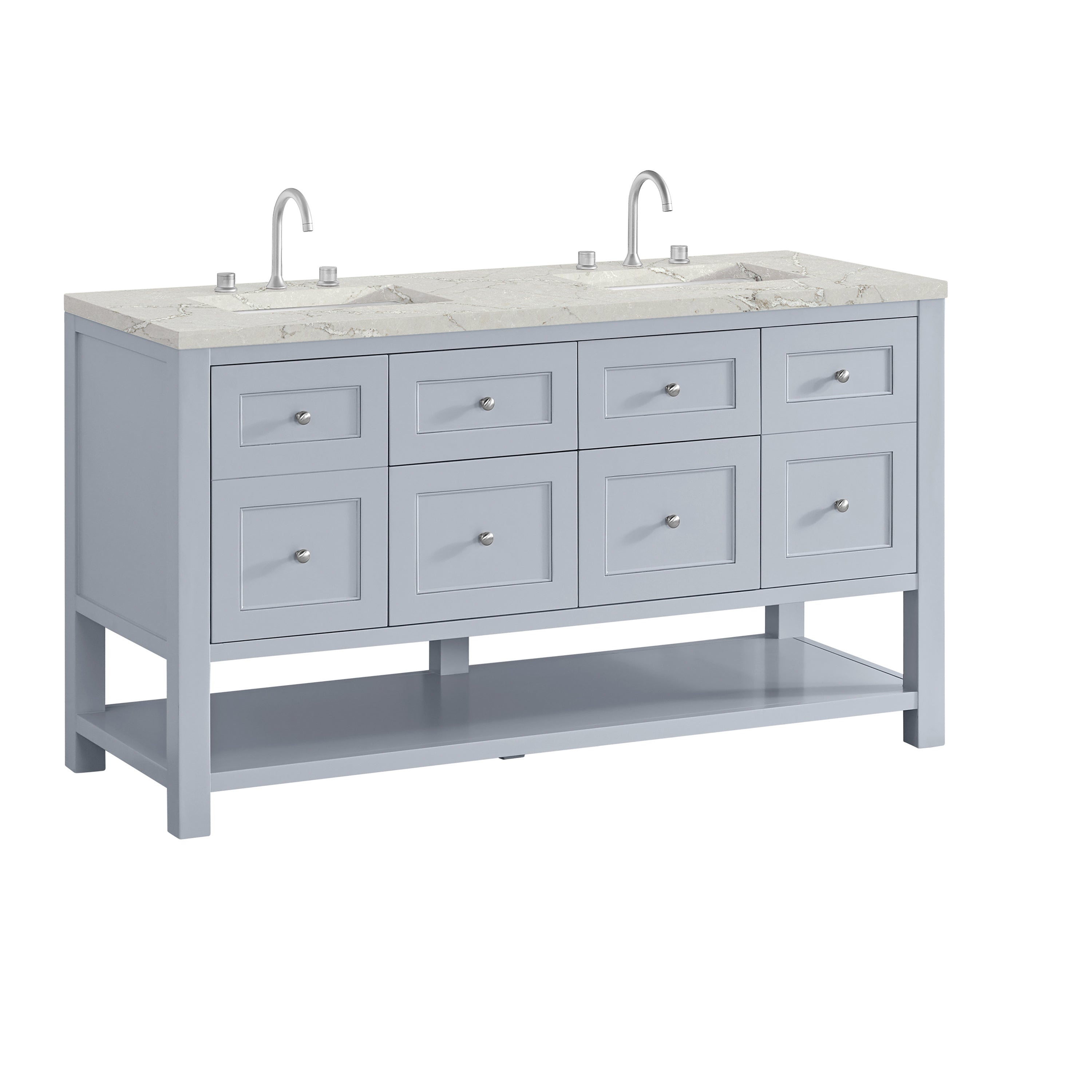 James Martin Breckenridge 60" Double Vanity in Serenity Blue with 3cm Countertop