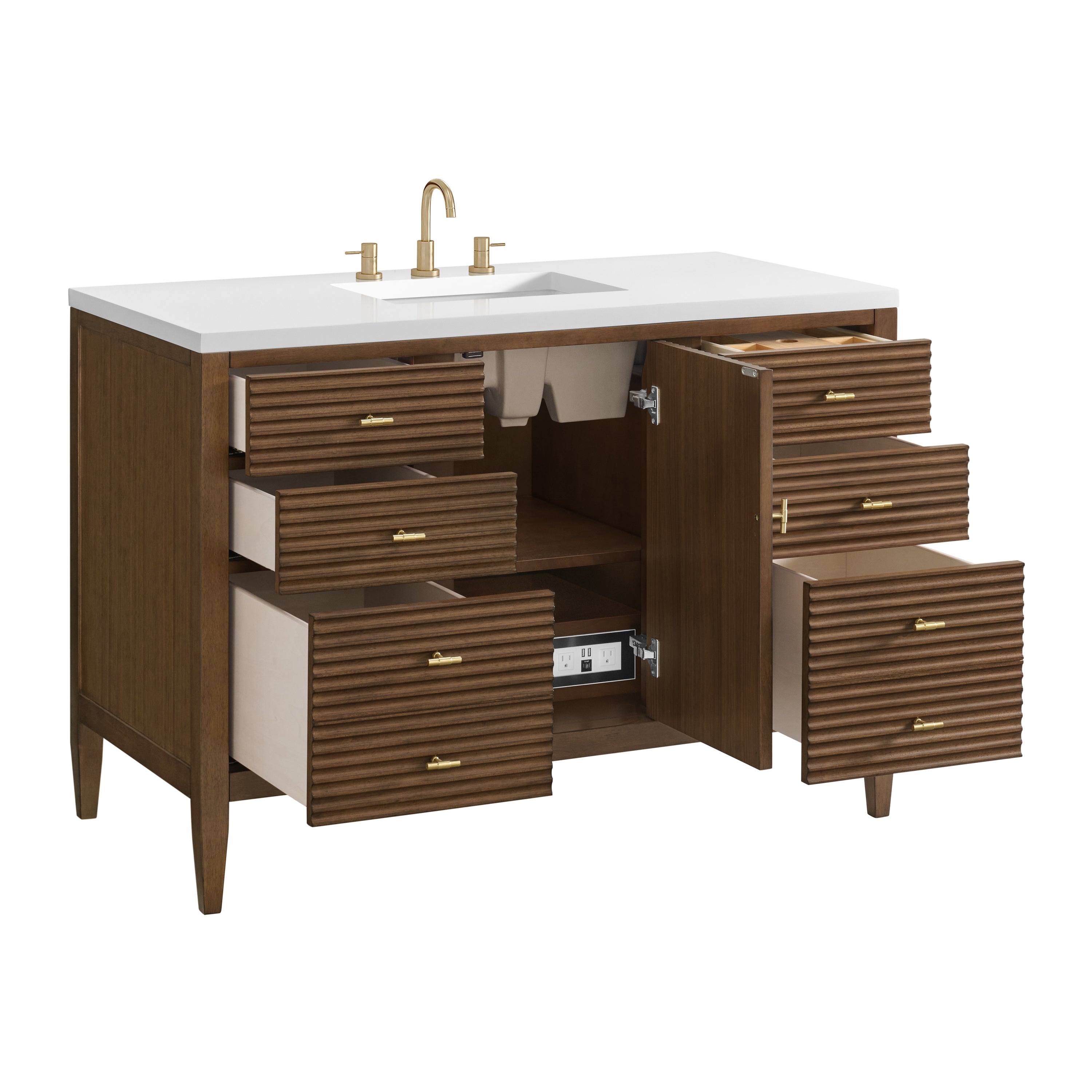 James Martin Myrrin 48" Single Vanity in Mid Century Walnut with 3cm Countertop