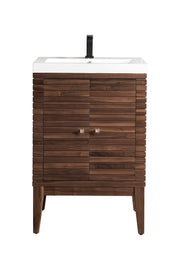 James Martin Linden 24" Single Vanity with White Glossy Composite Stone Top