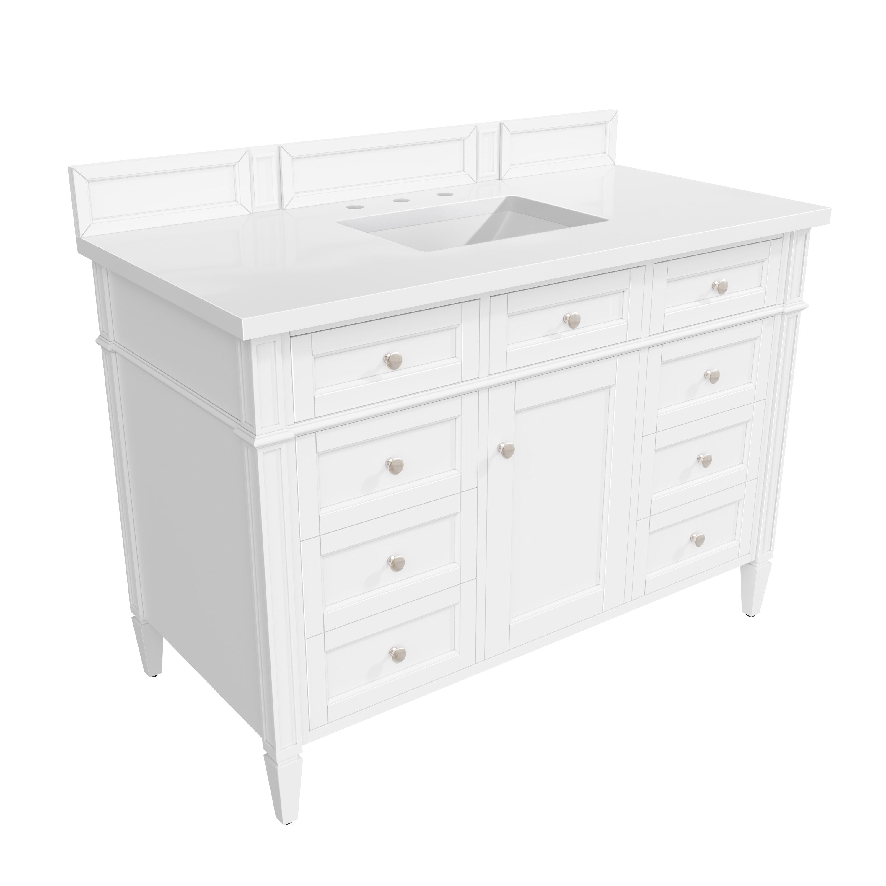 James Martin Brittany 48" Single Vanity in Bright White with 3cm Countertop