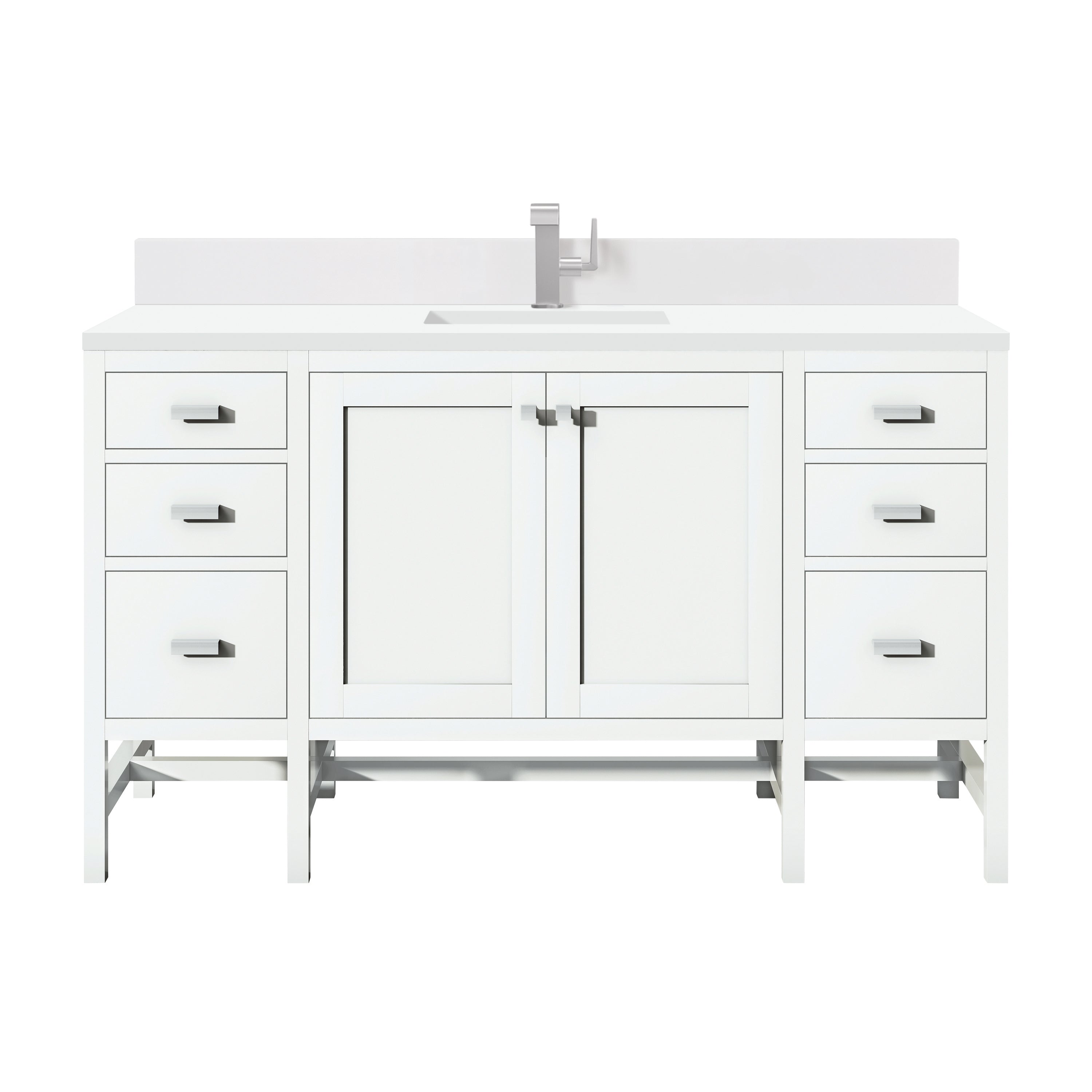 James Martin Addison 60" Single Vanity in Glossy White with 3cm Countertop