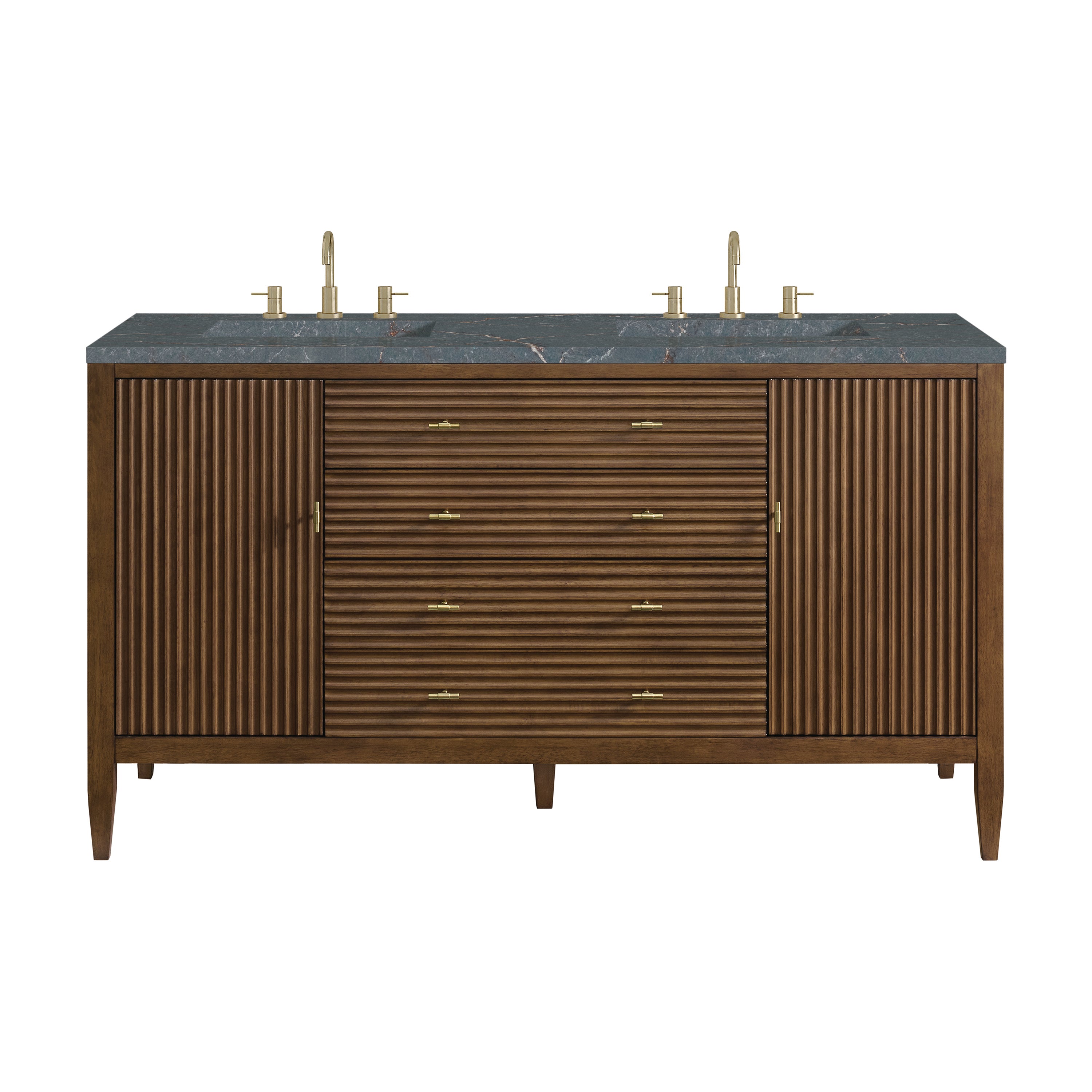 James Martin Myrrin 60" Double Vanity in Mid Century Walnut with 3cm Countertop