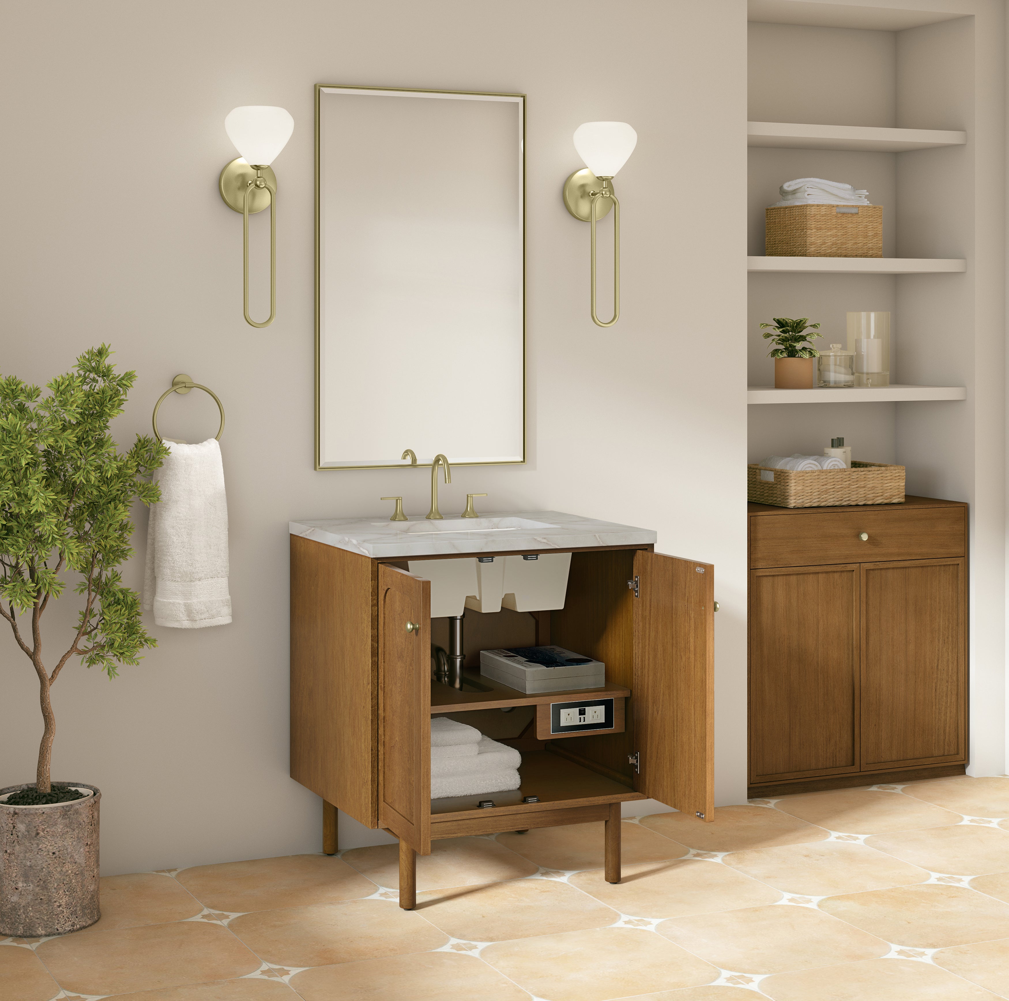 James Martin Laurent 30" Single Vanity in Honey Oak with 3cm Countertop