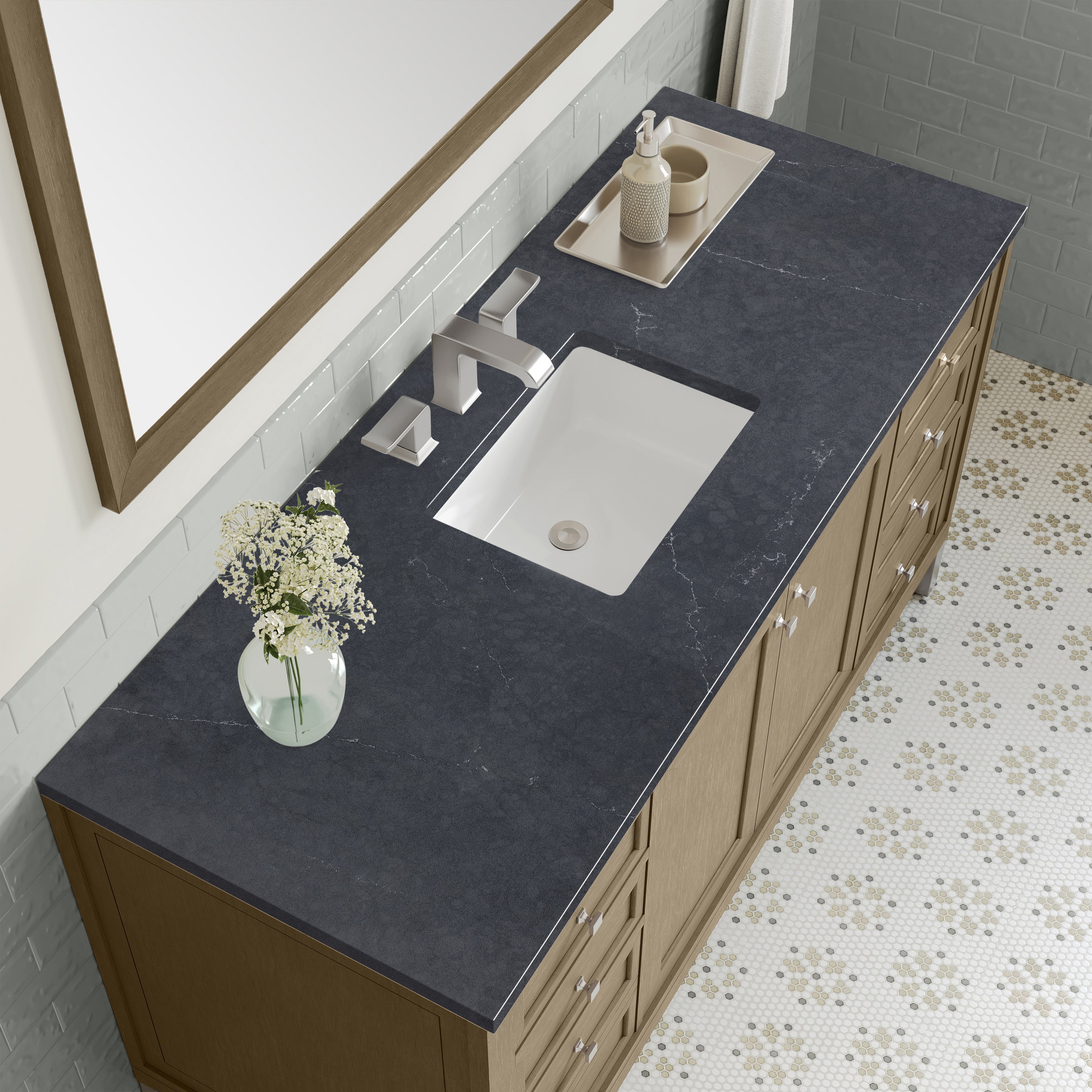 James Martin Chicago 60" Single Vanity in Walnut Whisper with 3cm Countertop