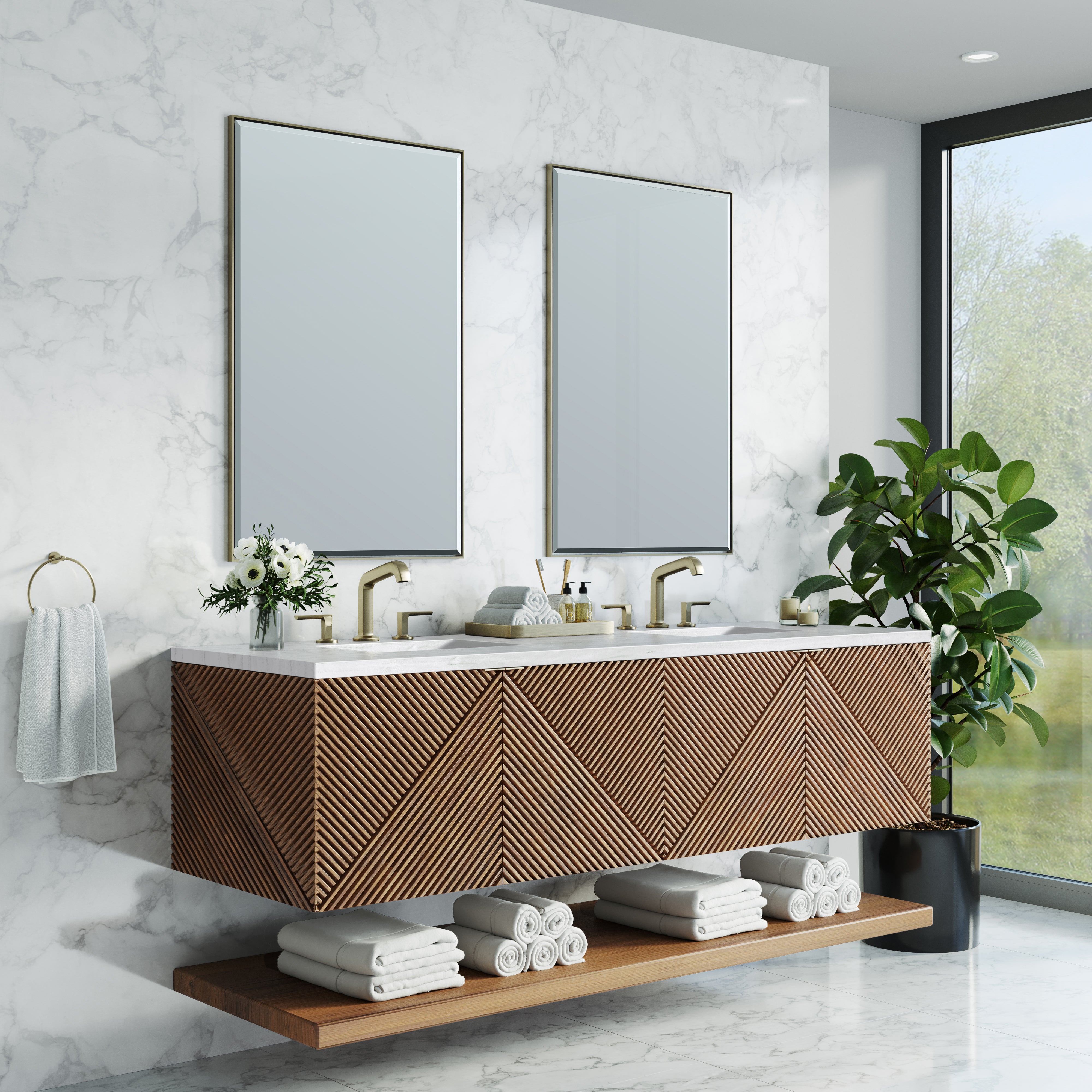 James Martin Marcello 72" Double Vanity in Chestnut with 3cm Countertop