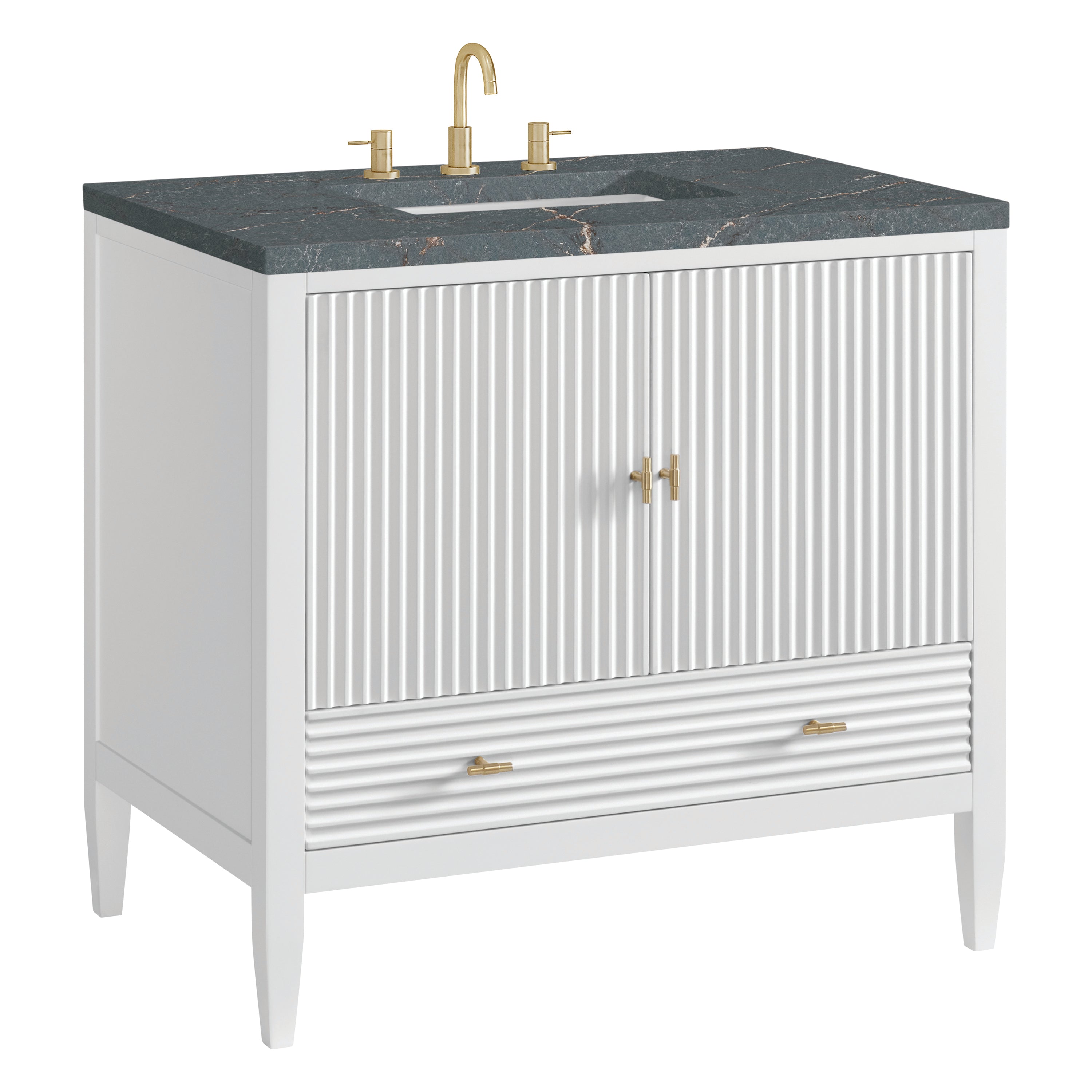 James Martin Myrrin 36" Vanity in Bright White with 3cm Countertop