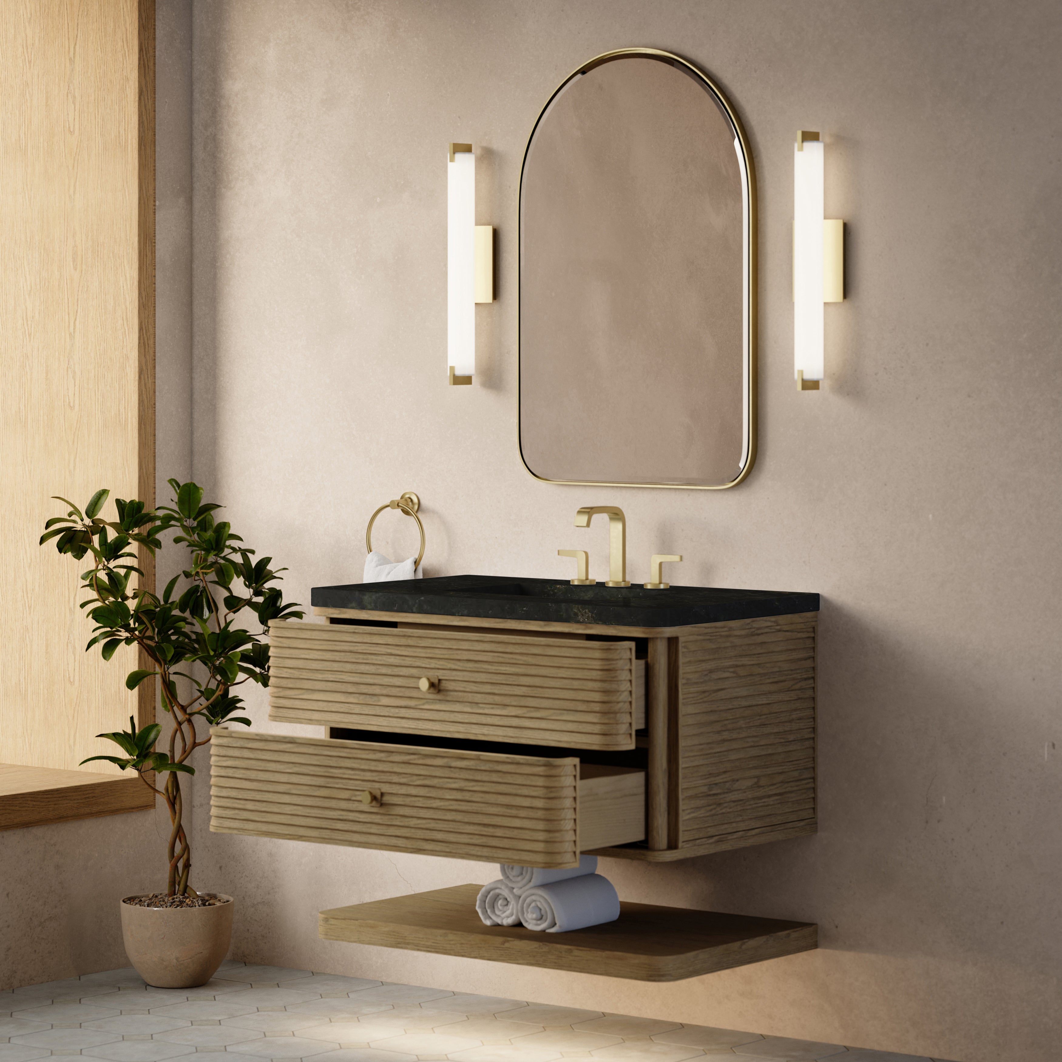 James Martin Allamari 36" Single Vanity in Dune Mist with 3cm Countertop
