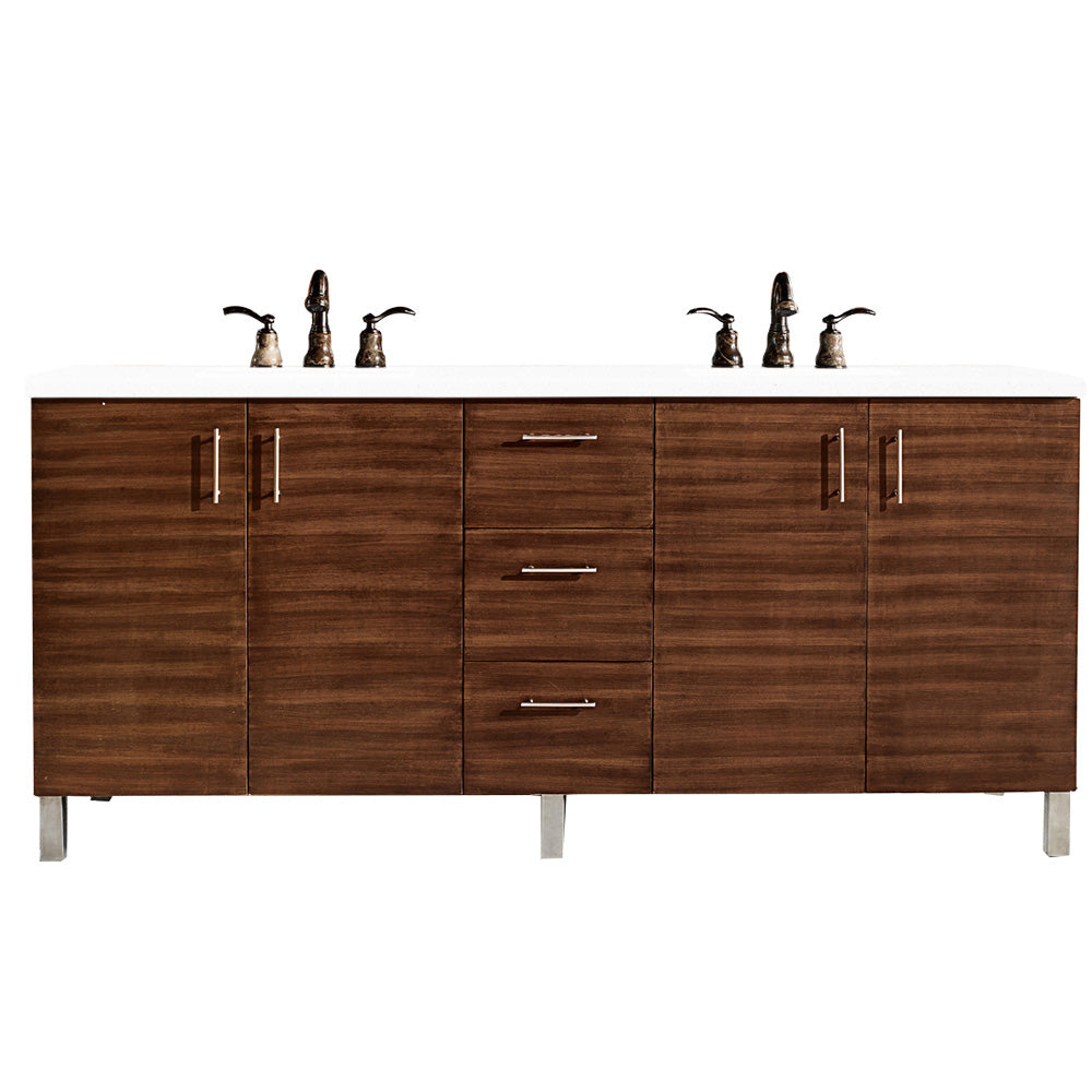 James Martin Metropolitan 72" Double Vanity in American Walnut with 3cm Countertop