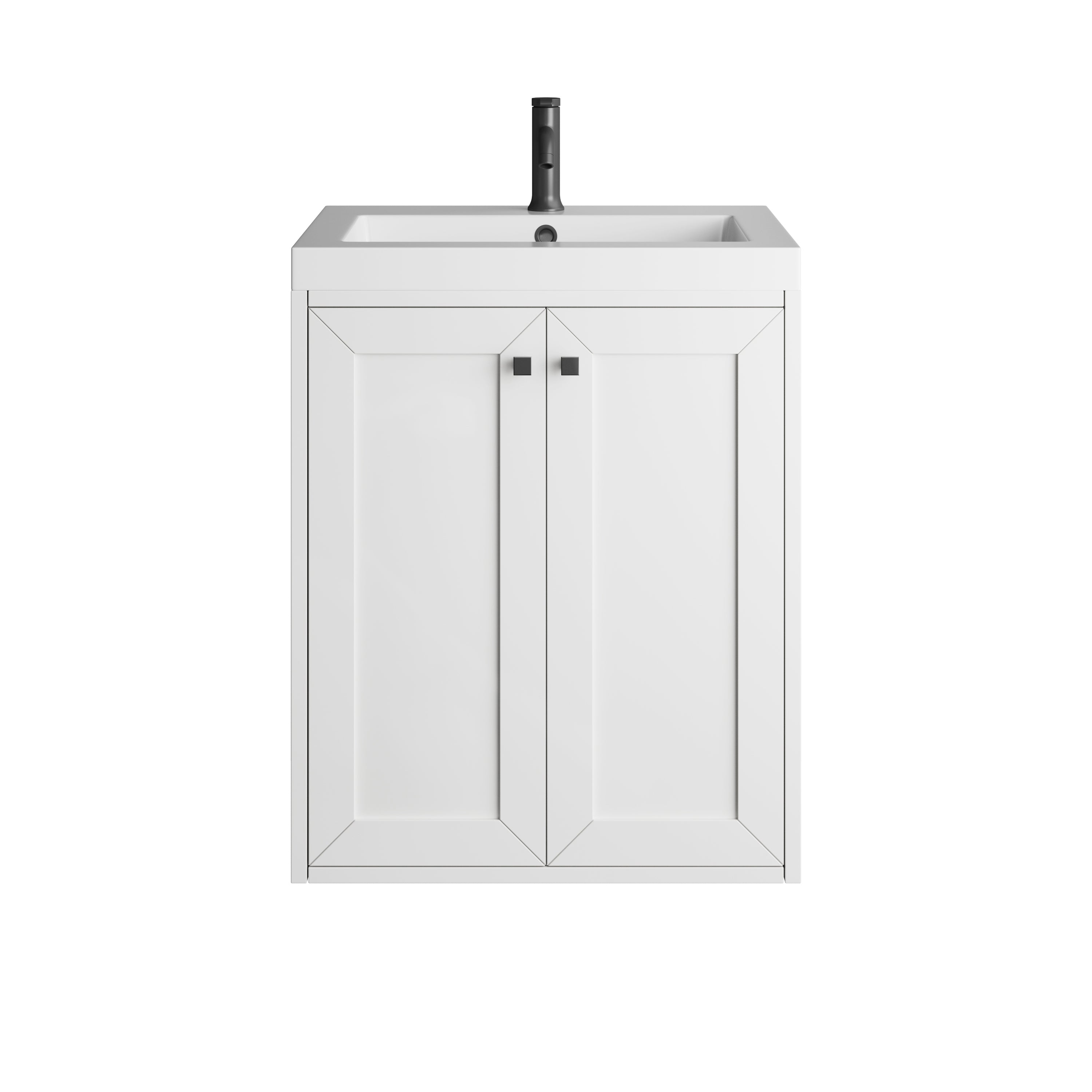 James Martin Chianti 24" Single Vanity in Glossy White with White Glossy Composite Stone Top