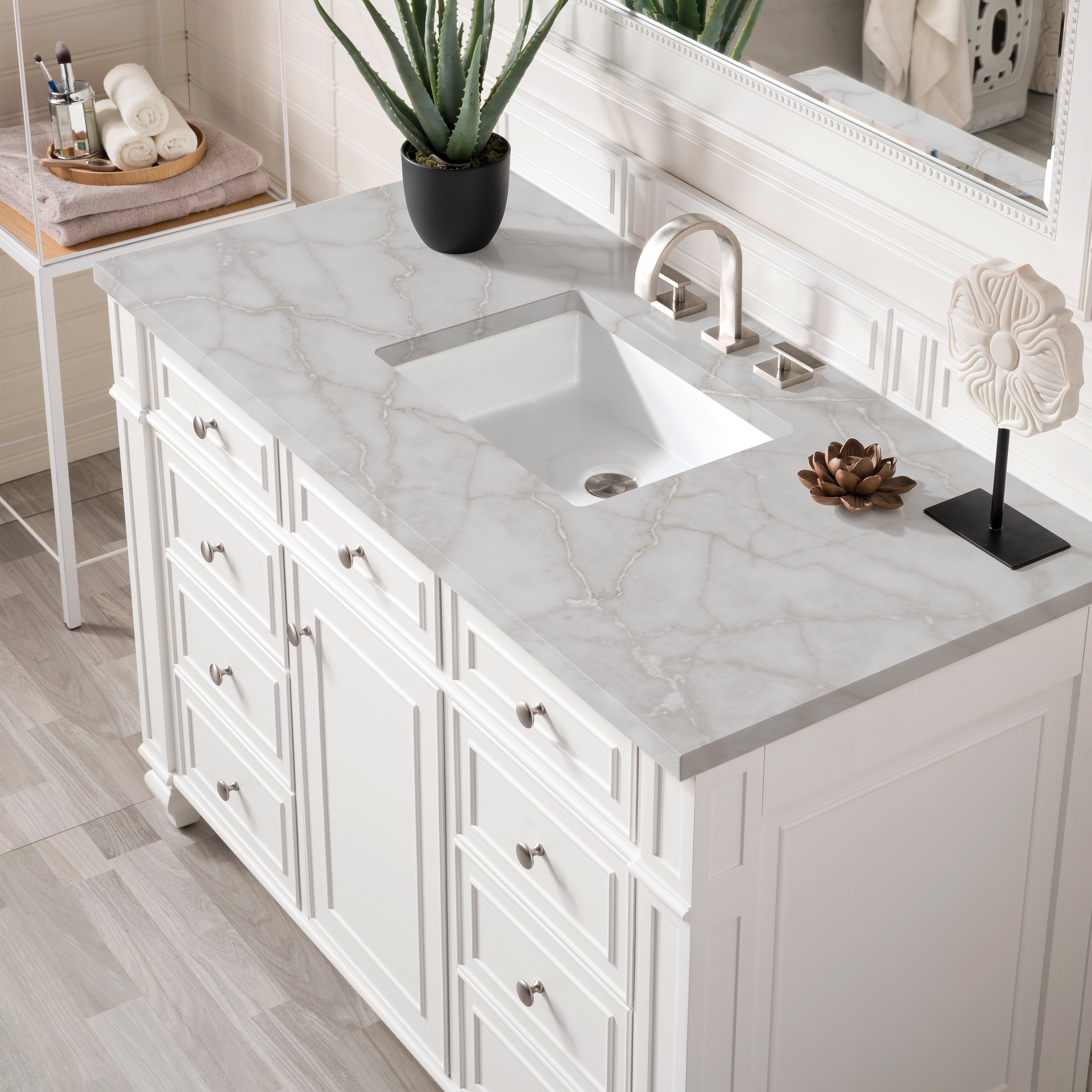 James Martin Bristol 48" Single Vanity in Bright White with 3cm Countertop
