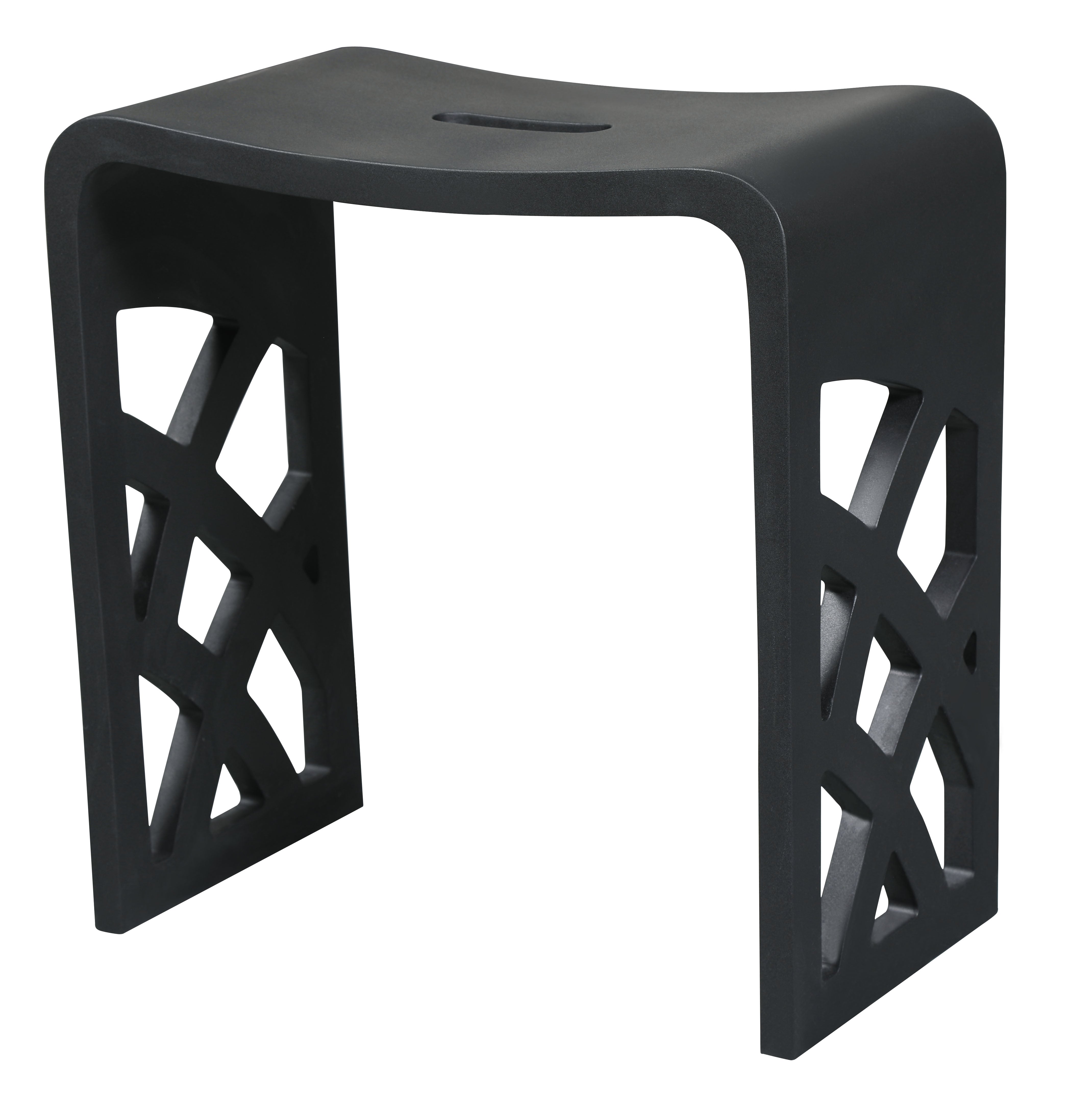 ALFI brand  ABST88BM Black Matte Solid Surface Resin Bathroom / Shower Stool