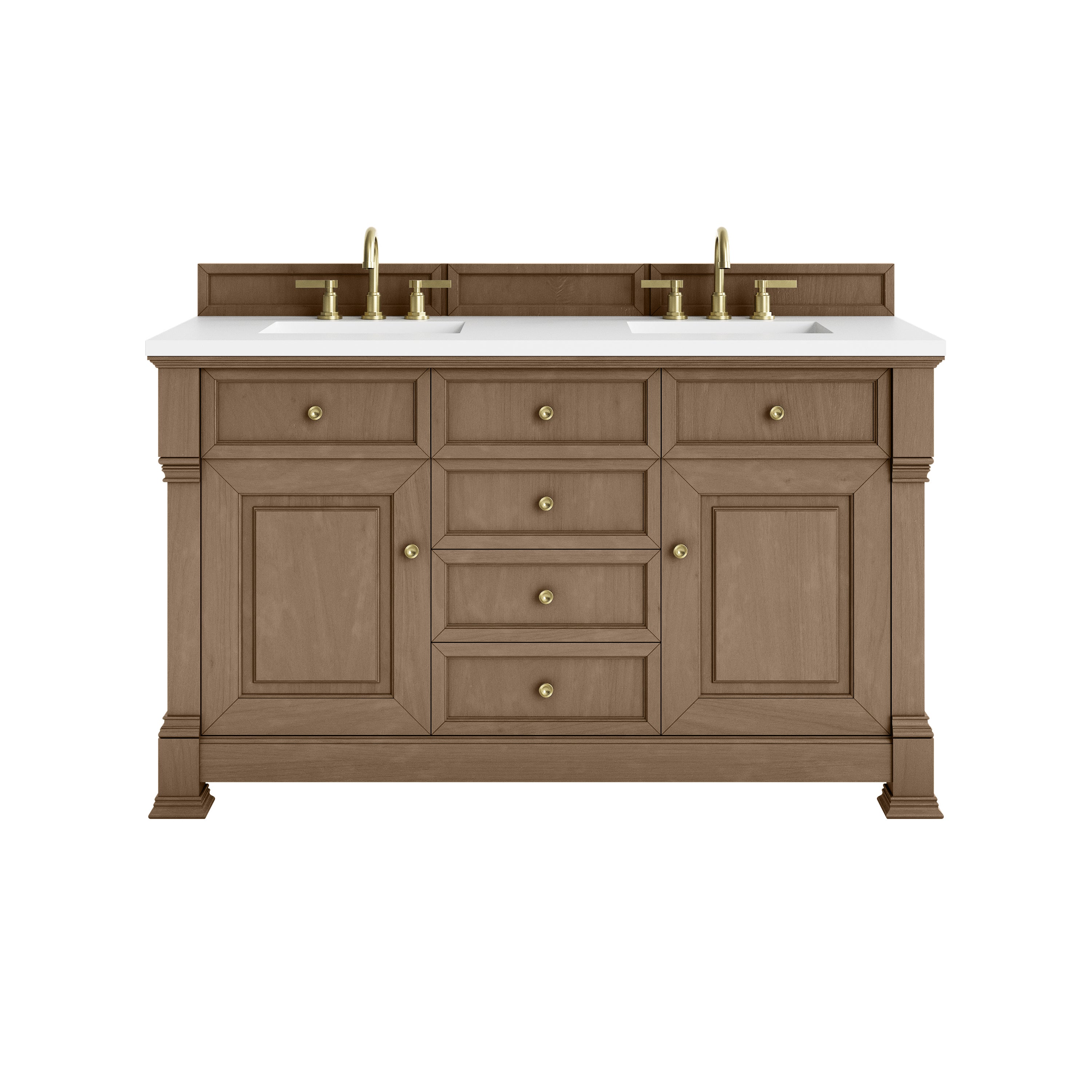 James Martin Brookfield 60" Double Vanity in Pecan with 3cm Countertop