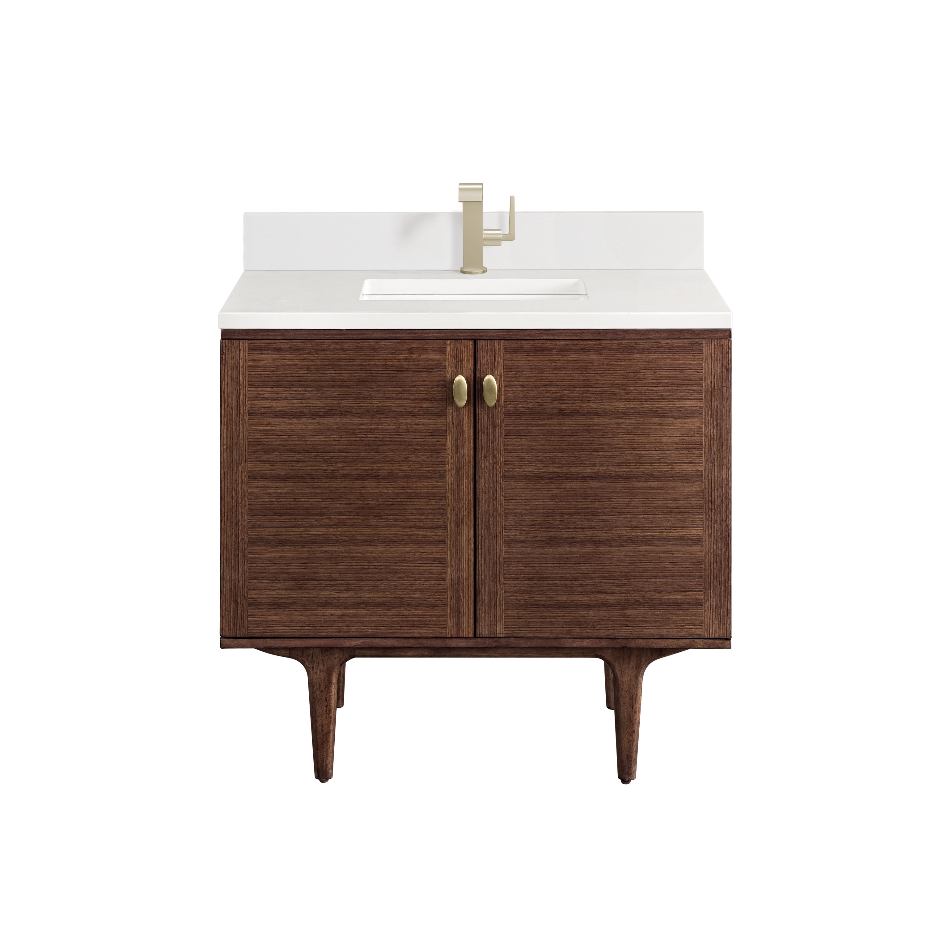 James Martin Amberly 36" Single Vanity in Mid-Century Walnut with 3cm Countertop