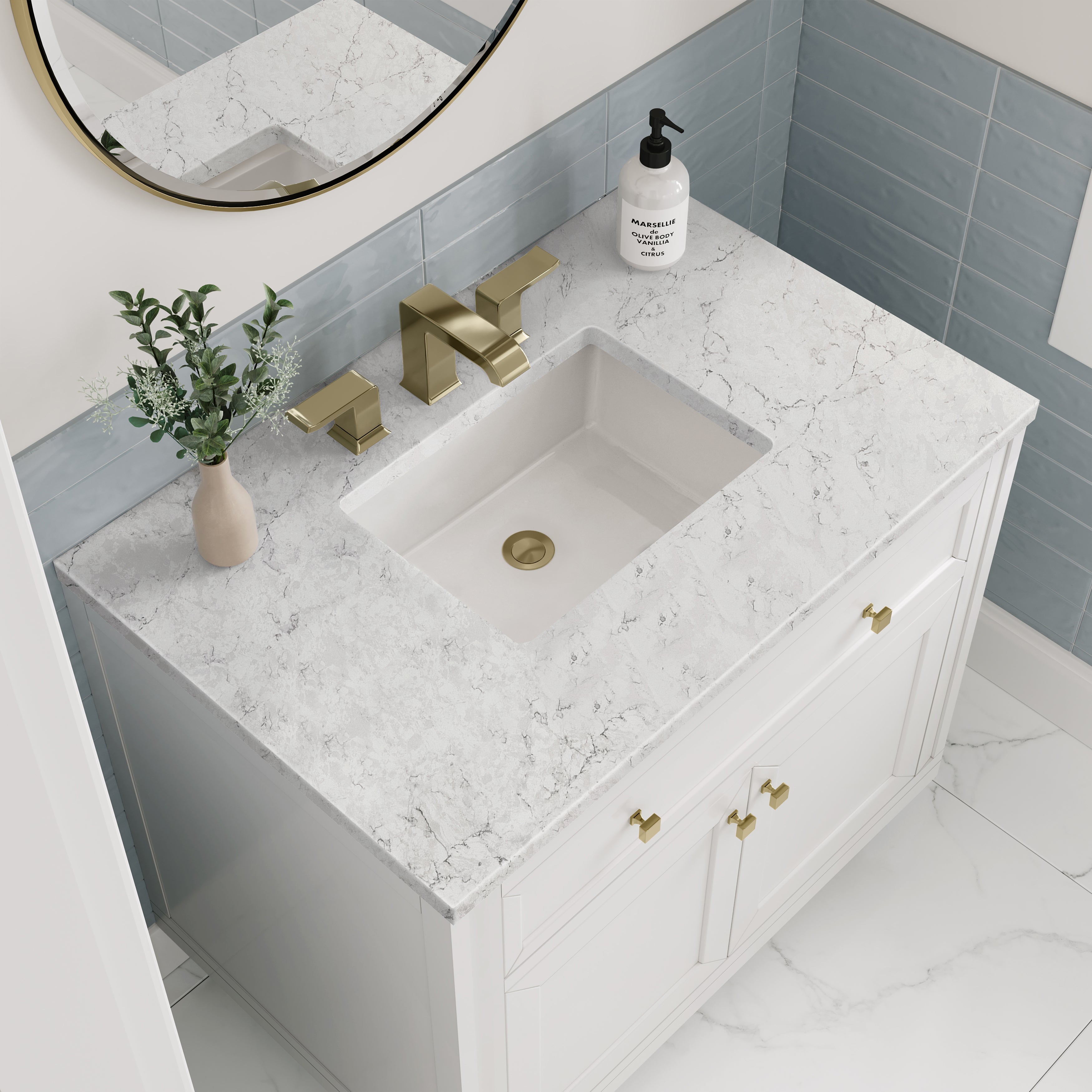 James Martin Chicago 36" Single Vanity in Glossy White with 3cm Countertop