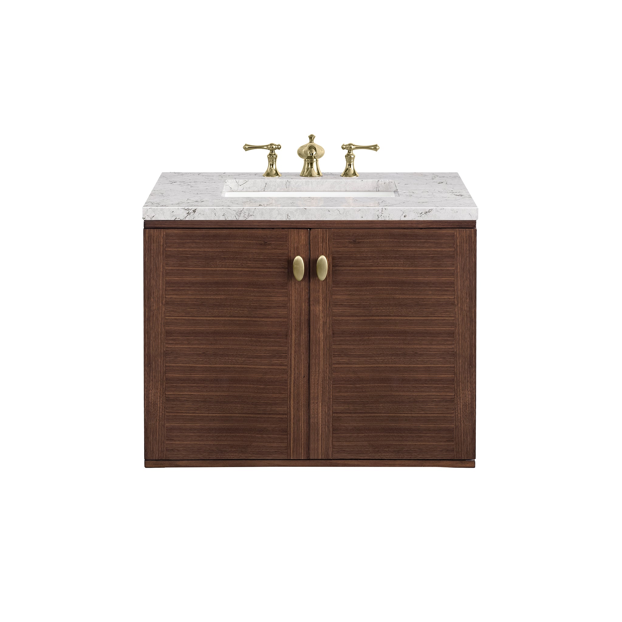 James Martin Amberly 30" Single Vanity in Mid-Century Walnut with 3cm Countertop