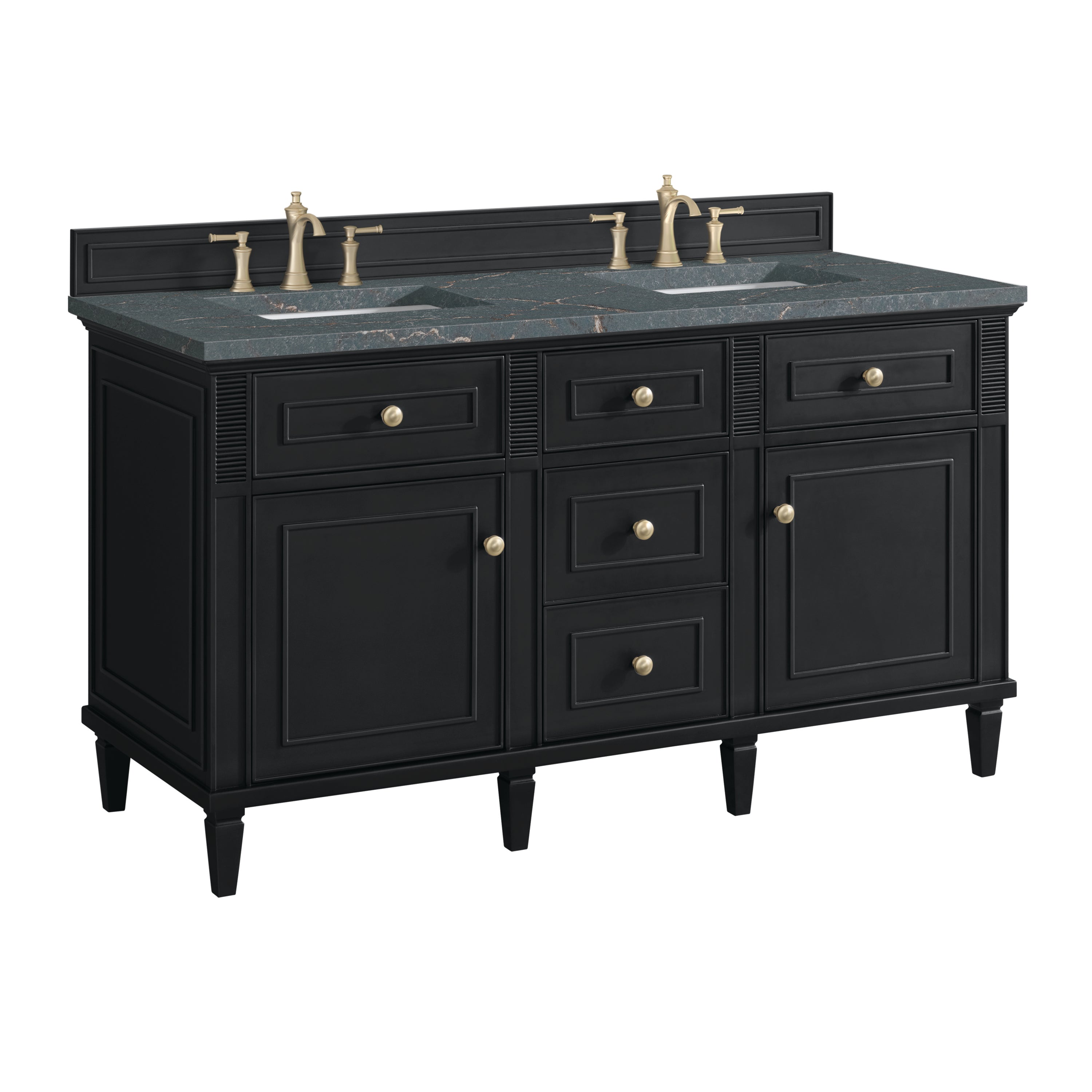 James Martin Lorelai 60" Double Vanity in Black Onyx with 3cm Countertop