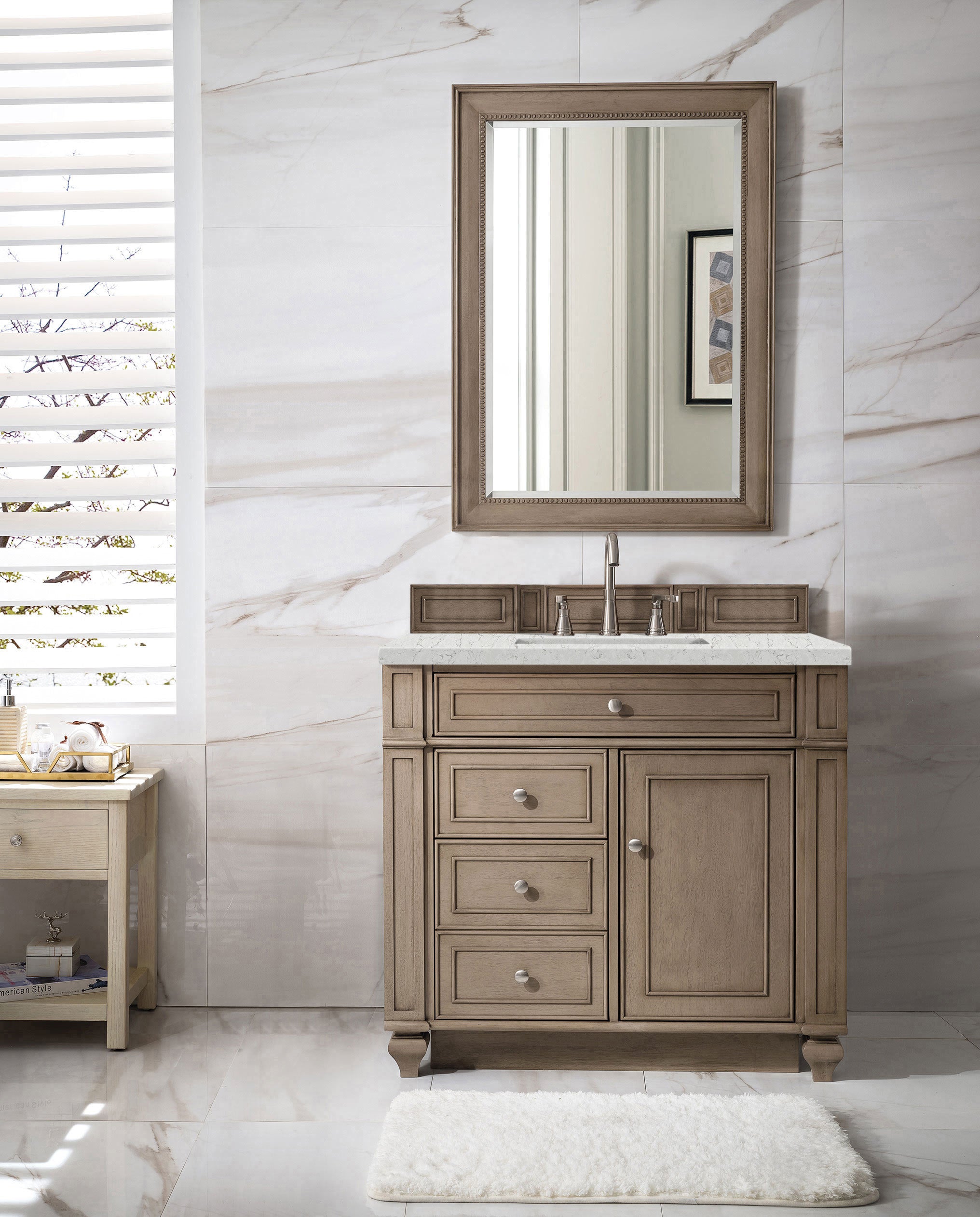 James Martin Bristol 36" Single Vanity in Whitewashed Walnut with 3cm Countertop