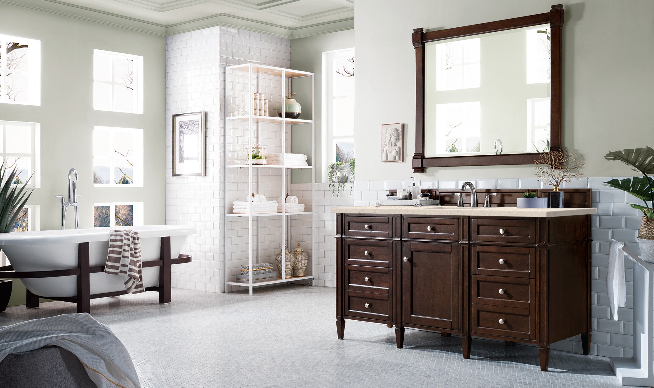 James Martin Brittany 60" Single Vanity in Burnished Mahogany with 3cm Countertop