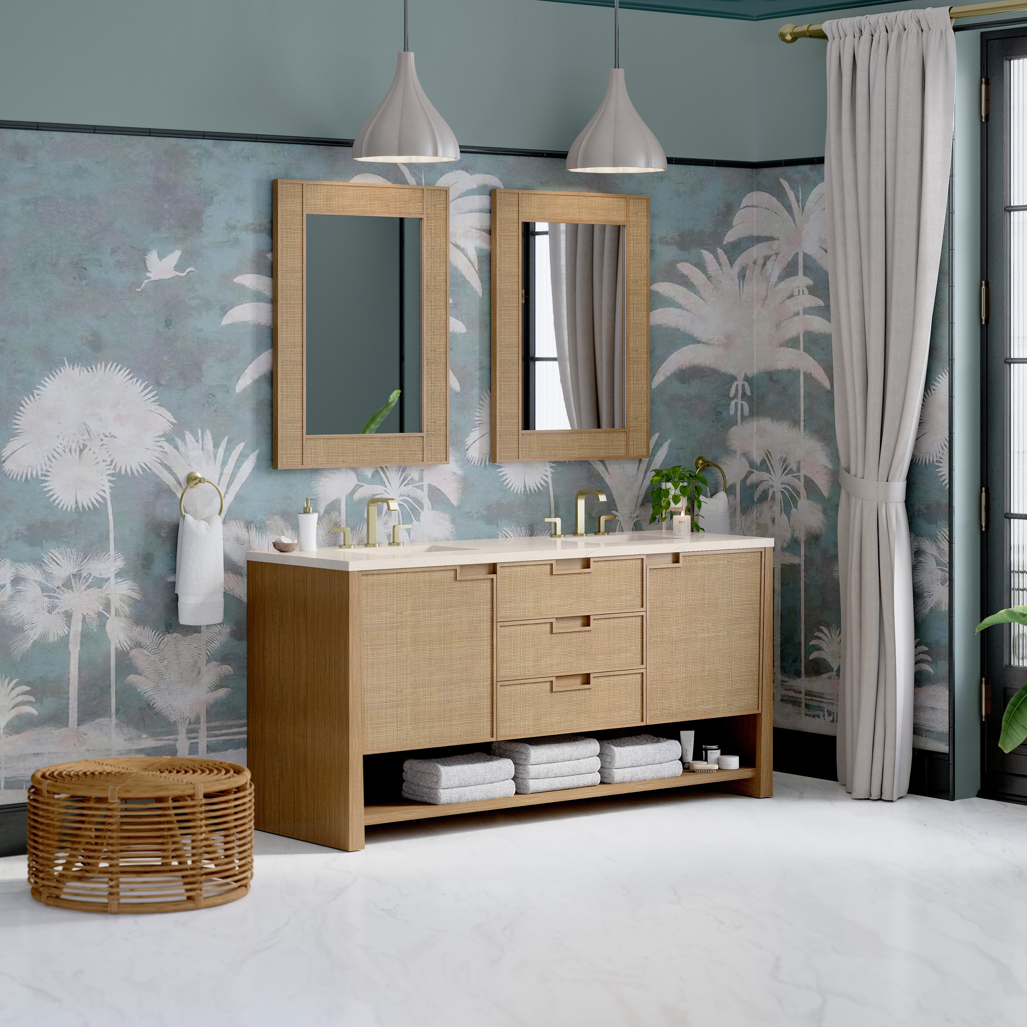 James Martin Solene 72" Double Vanity in Seaside Oak with 3cm Countertop