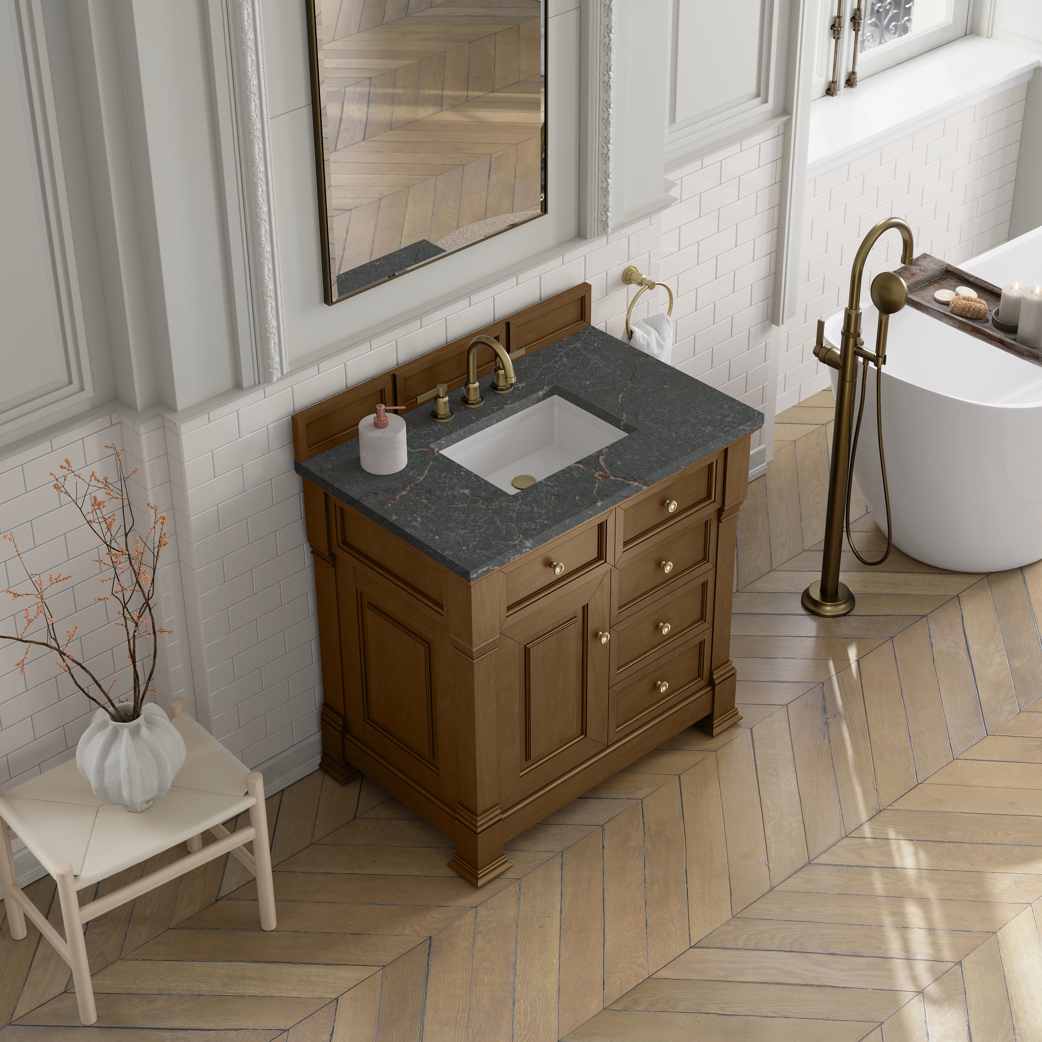 James Martin Brookfield 36" Single Vanity in Honey Oak with 3cm Countertop