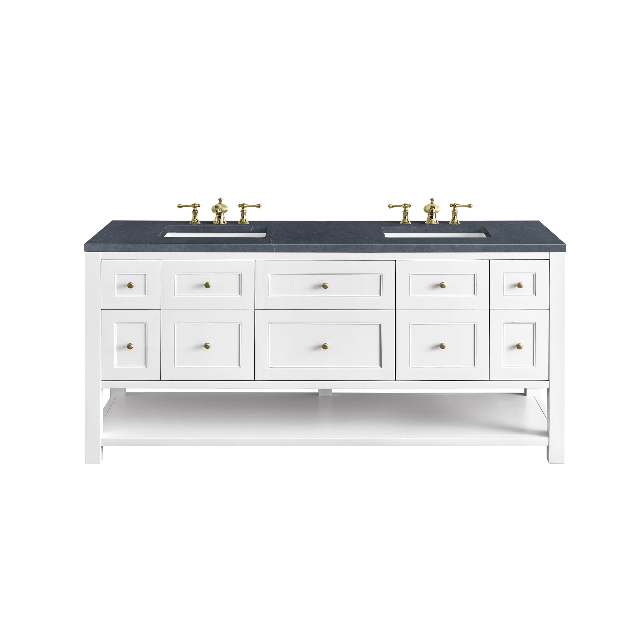 James Martin Breckenridge 72" Double Vanity in Bright White with 3cm Countertop