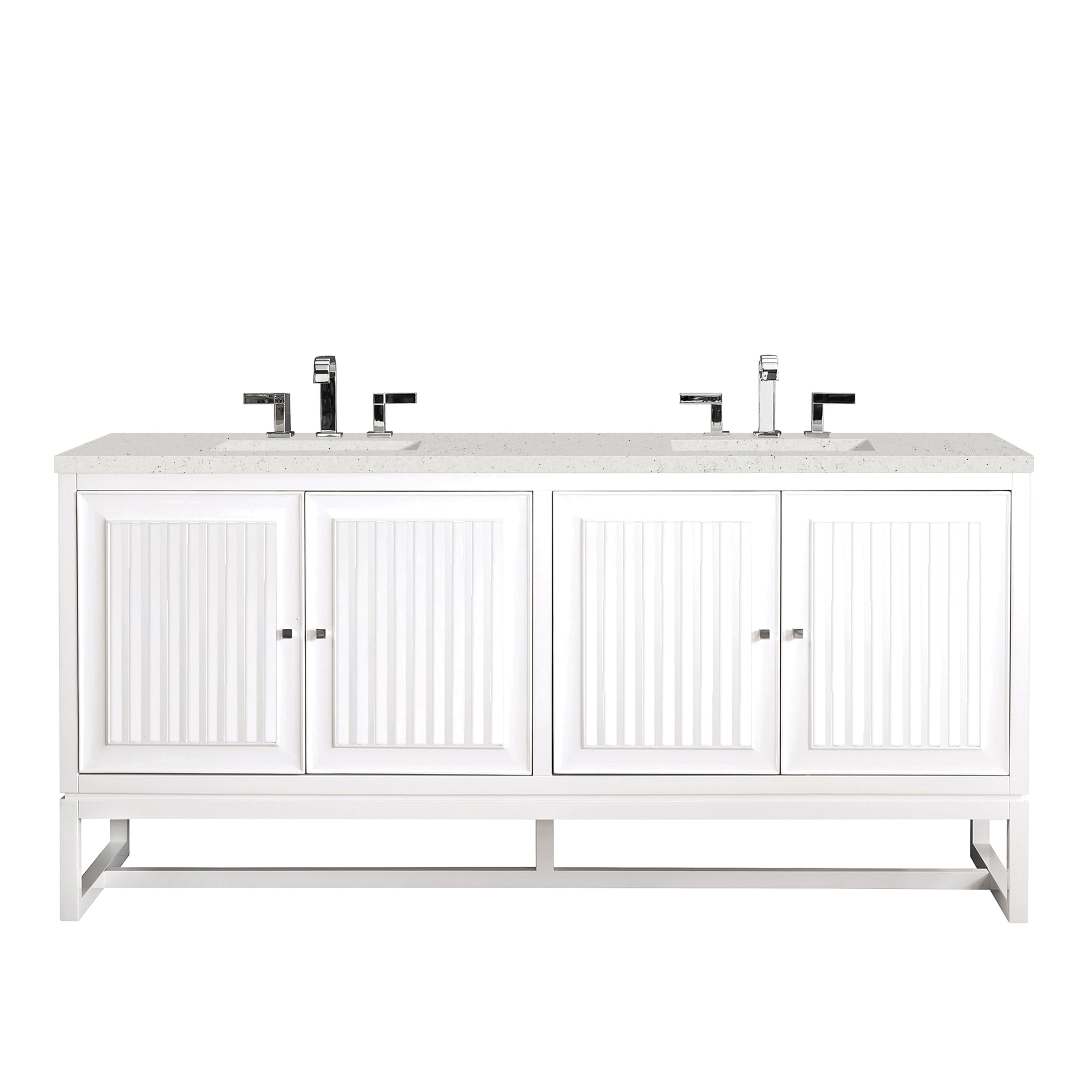 James Martin Athens 72" Double Vanity in Glossy White with 3cm Countertop