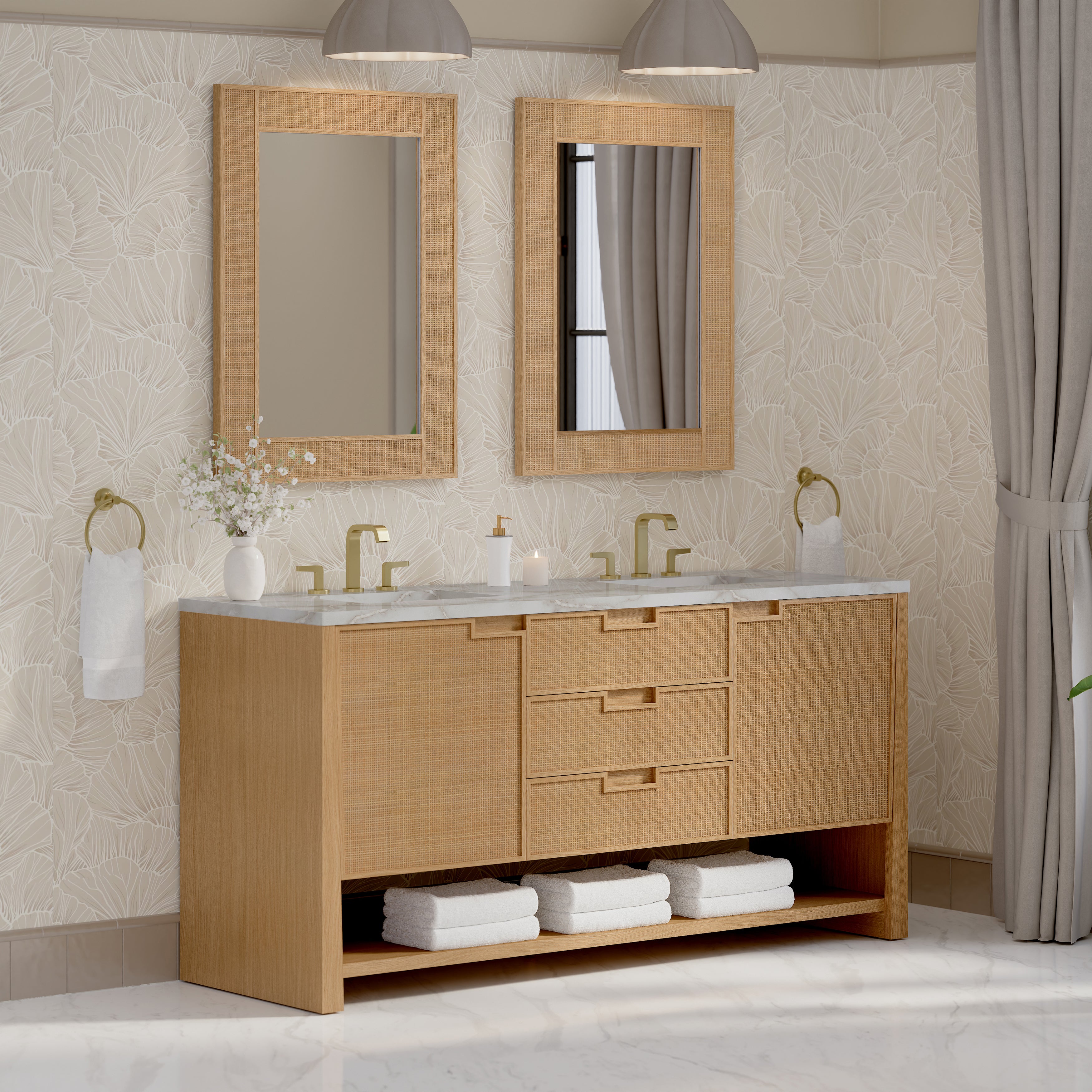 James Martin Solene 72" Double Vanity in Seaside Oak with 3cm Countertop
