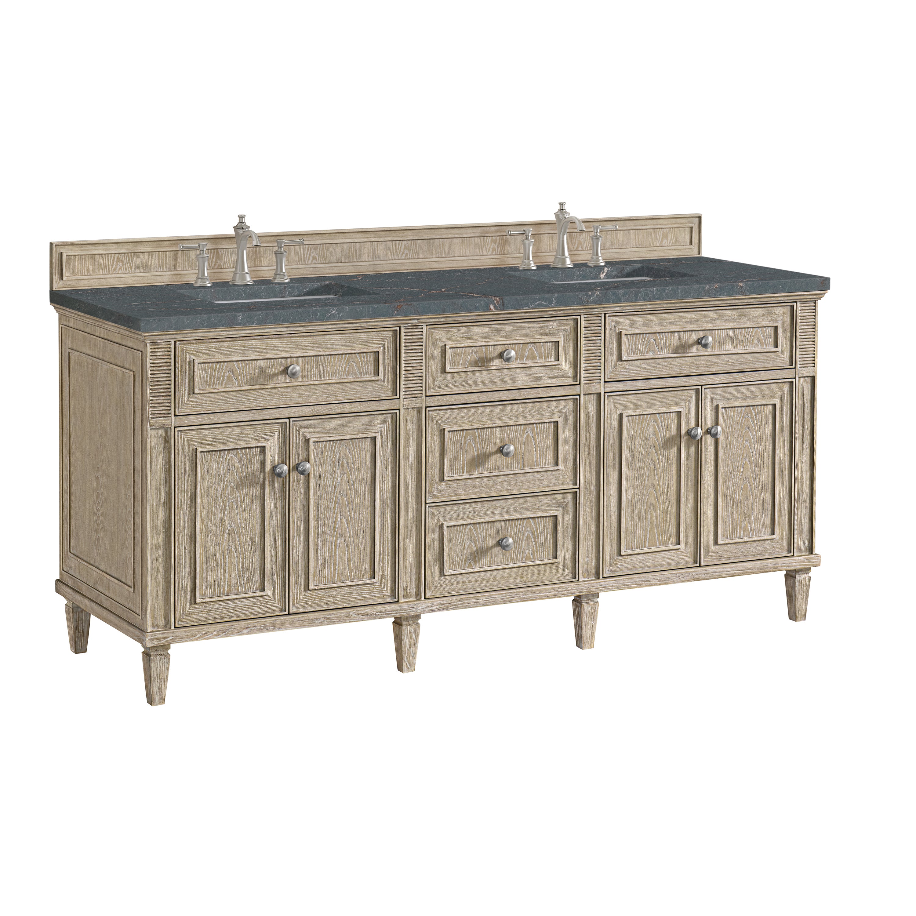 James Martin Lorelai 72" Double Vanity in Whitewashed Oak with 3cm Countertop and FreePower Wireless Charger