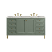 James Martin Chicago 60" Double Vanity in Smokey Celadon with 3cm Countertop and FreePower Wireless Charger