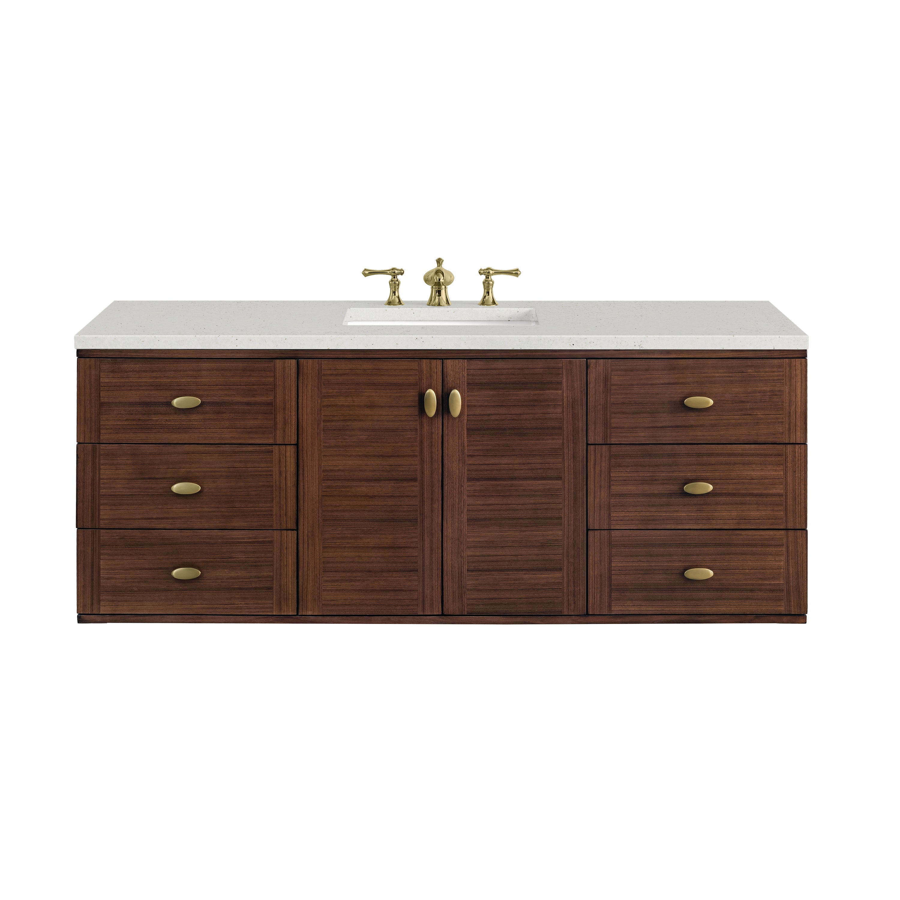 James Martin Amberly 60" Single Vanity in Mid-Century Walnut with 3cm Countertop
