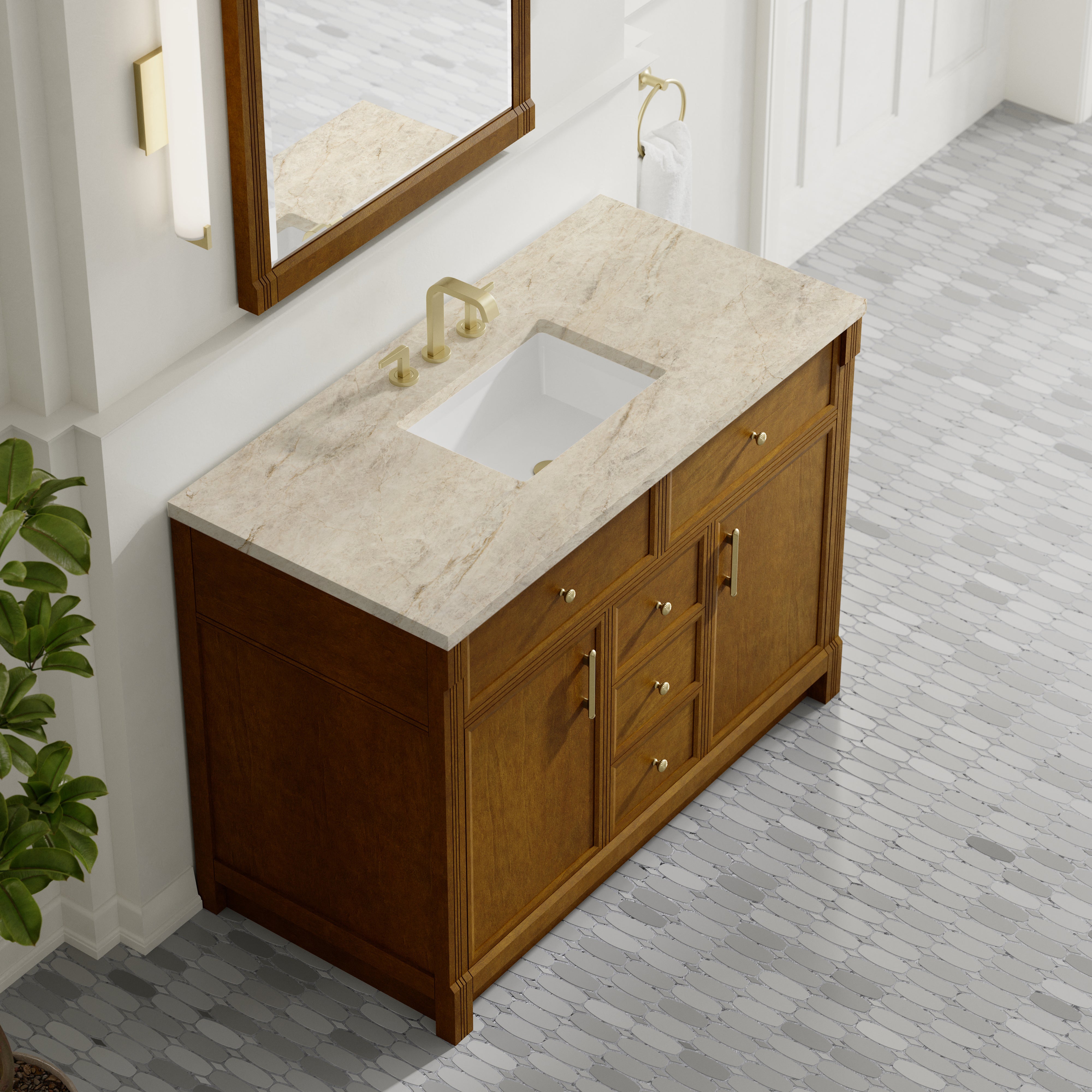James Martin Bellshire 48" Single Vanity in Honey Oak with 3cm Countertop