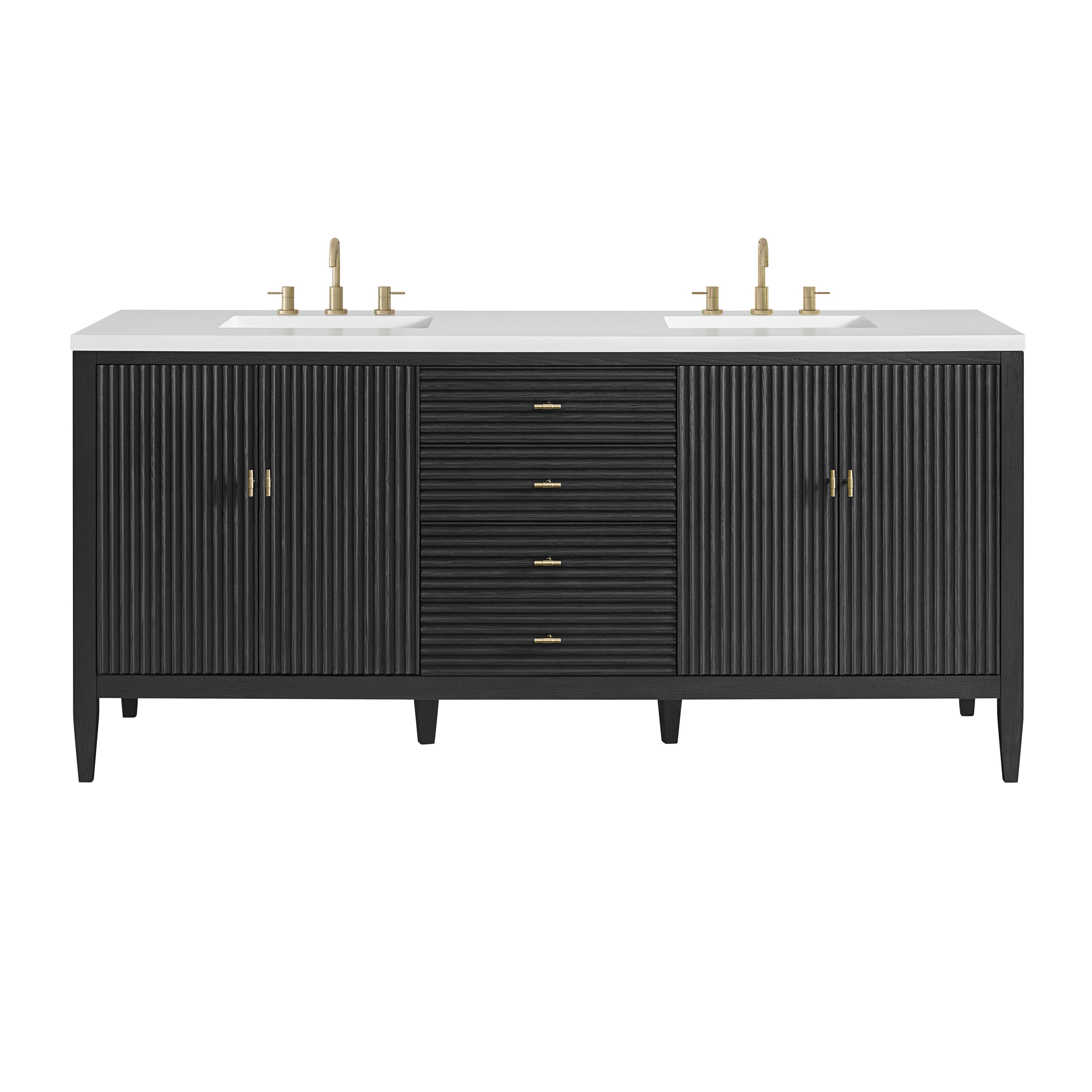 James Martin Myrrin 72" Double Vanity in Carbon Oak with 3cm Countertop