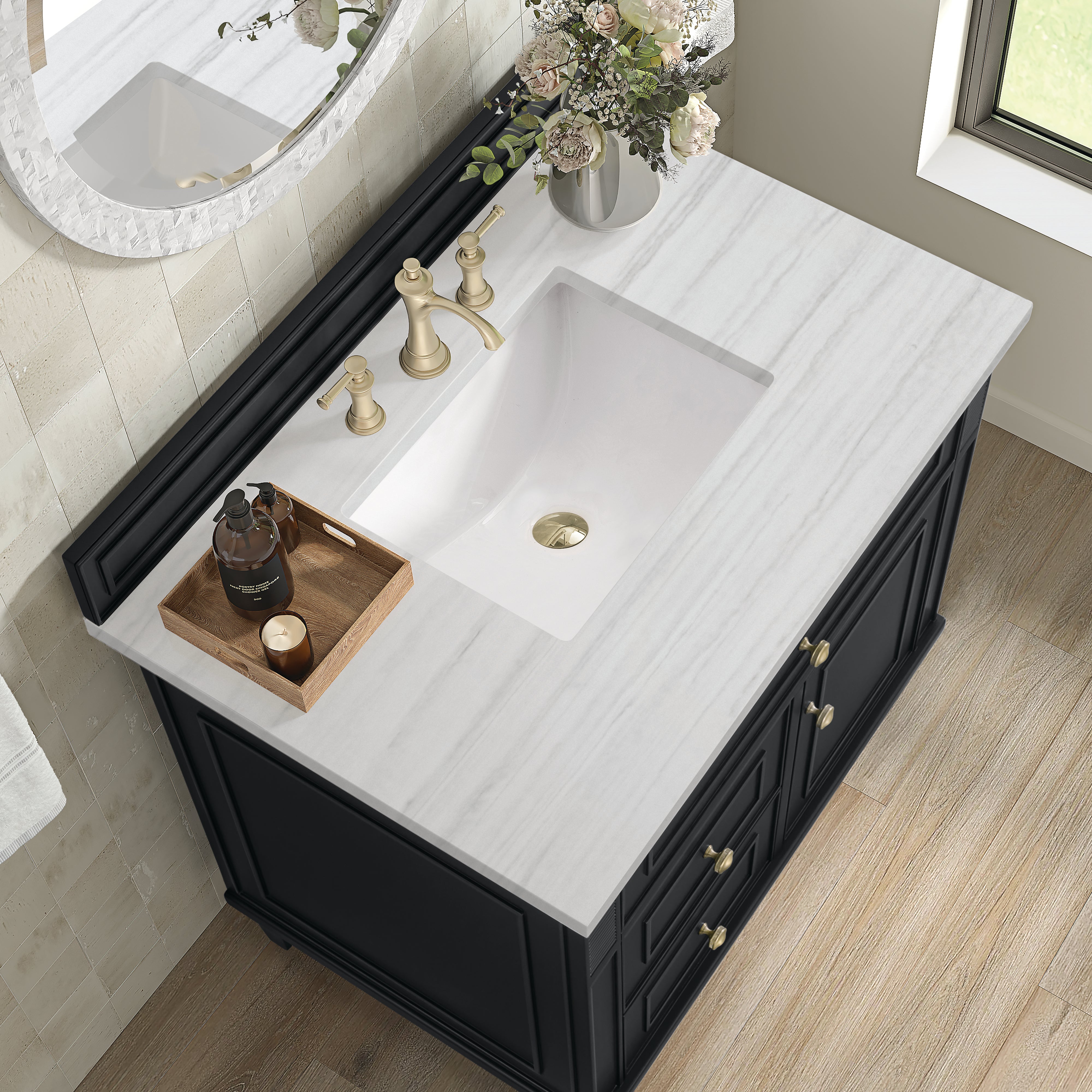 James Martin Lorelai 36" Single Vanity in Black Onyx with 3cm Countertop