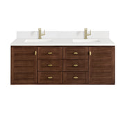 James Martin Amberly 60" Double Vanity in Mid-Century Walnut with 3cm Countertop