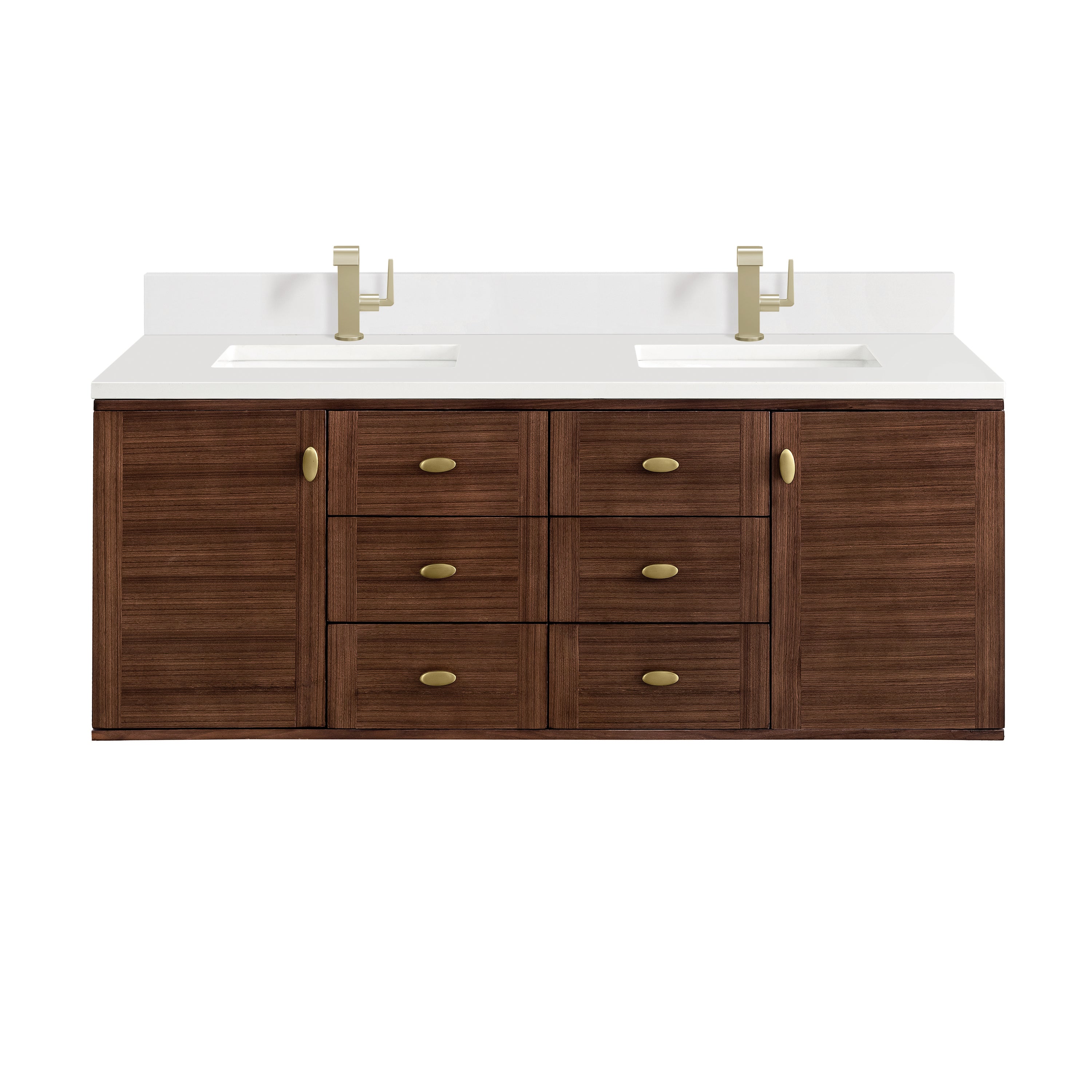 James Martin Amberly 60" Double Vanity in Mid-Century Walnut with 3cm Countertop