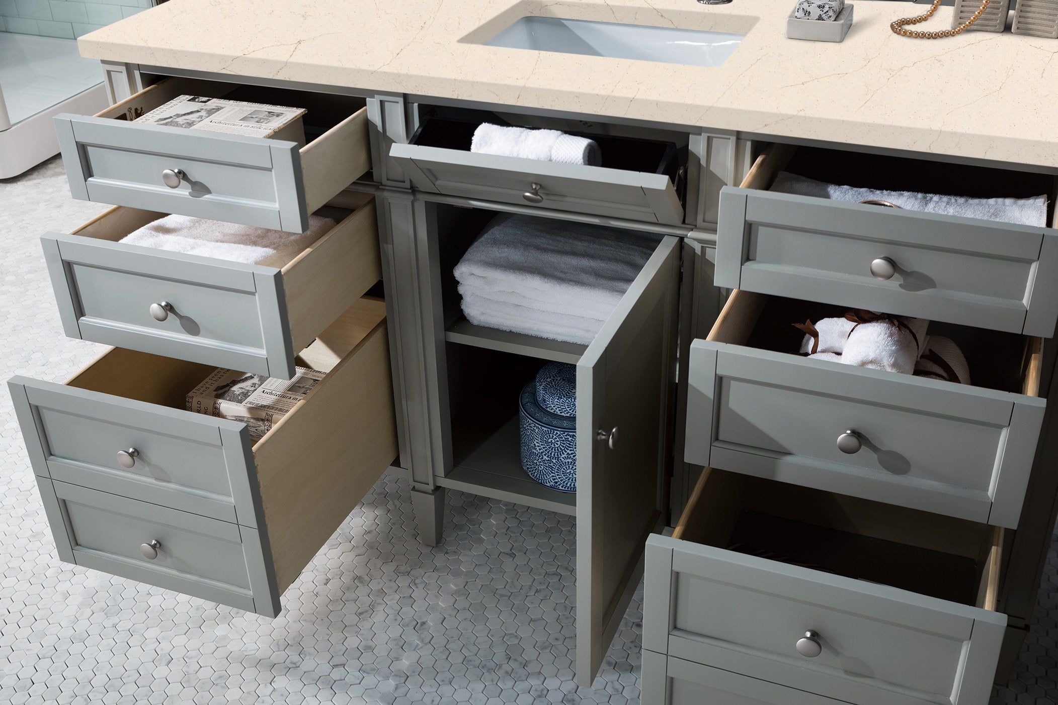 James Martin Brittany 60" Single Vanity in Urban Gray with 3cm Countertop